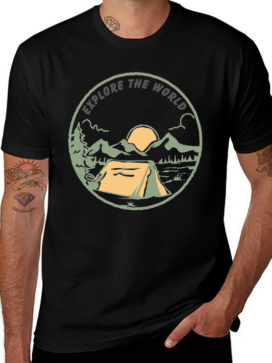 Explore the World Camping Graphic Tee - Black