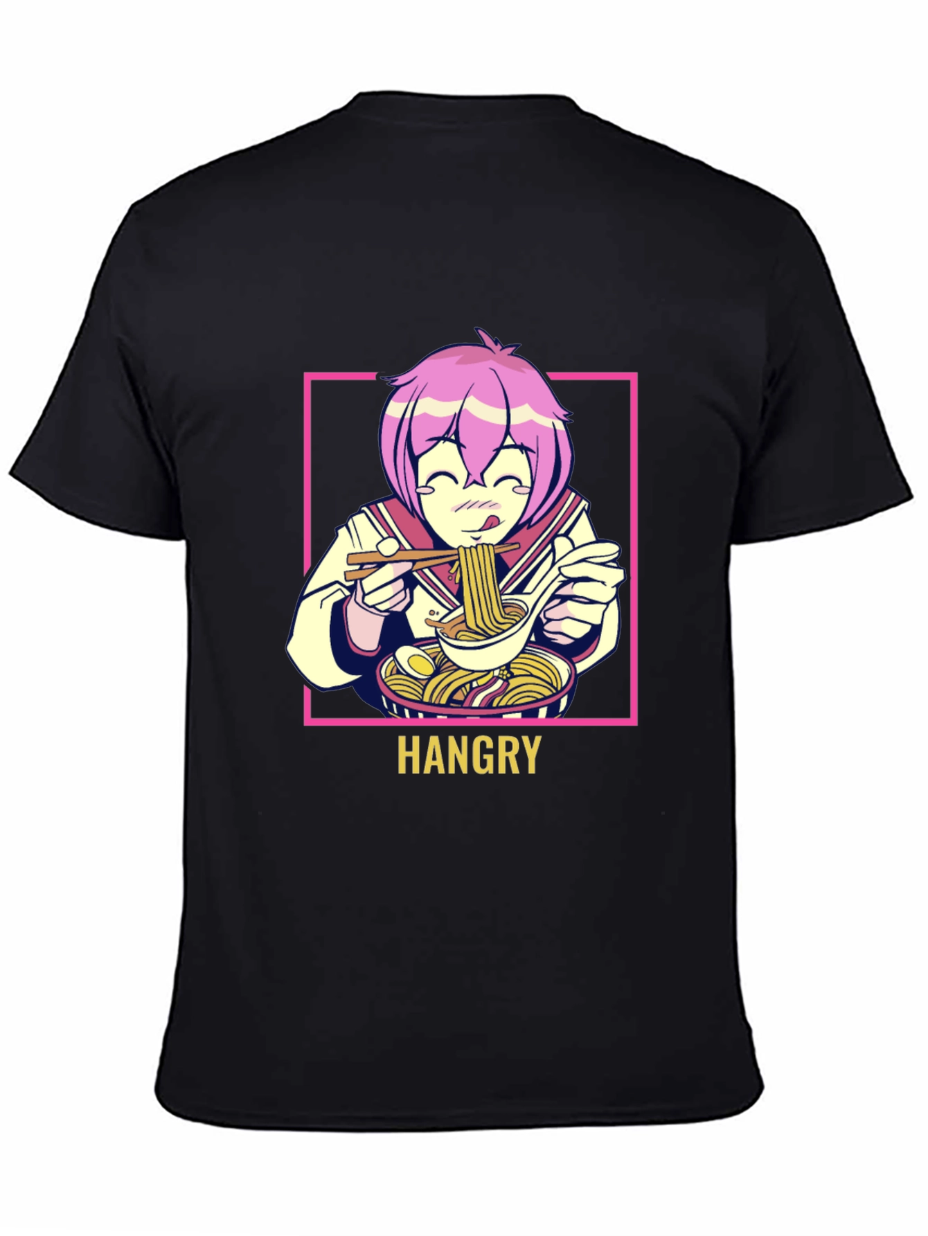 Hangry Anime Ramen Graphic T-Shirt - Black