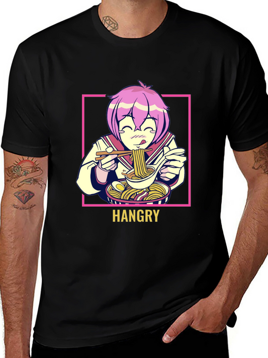 Hangry Anime Ramen Graphic T-Shirt - Black