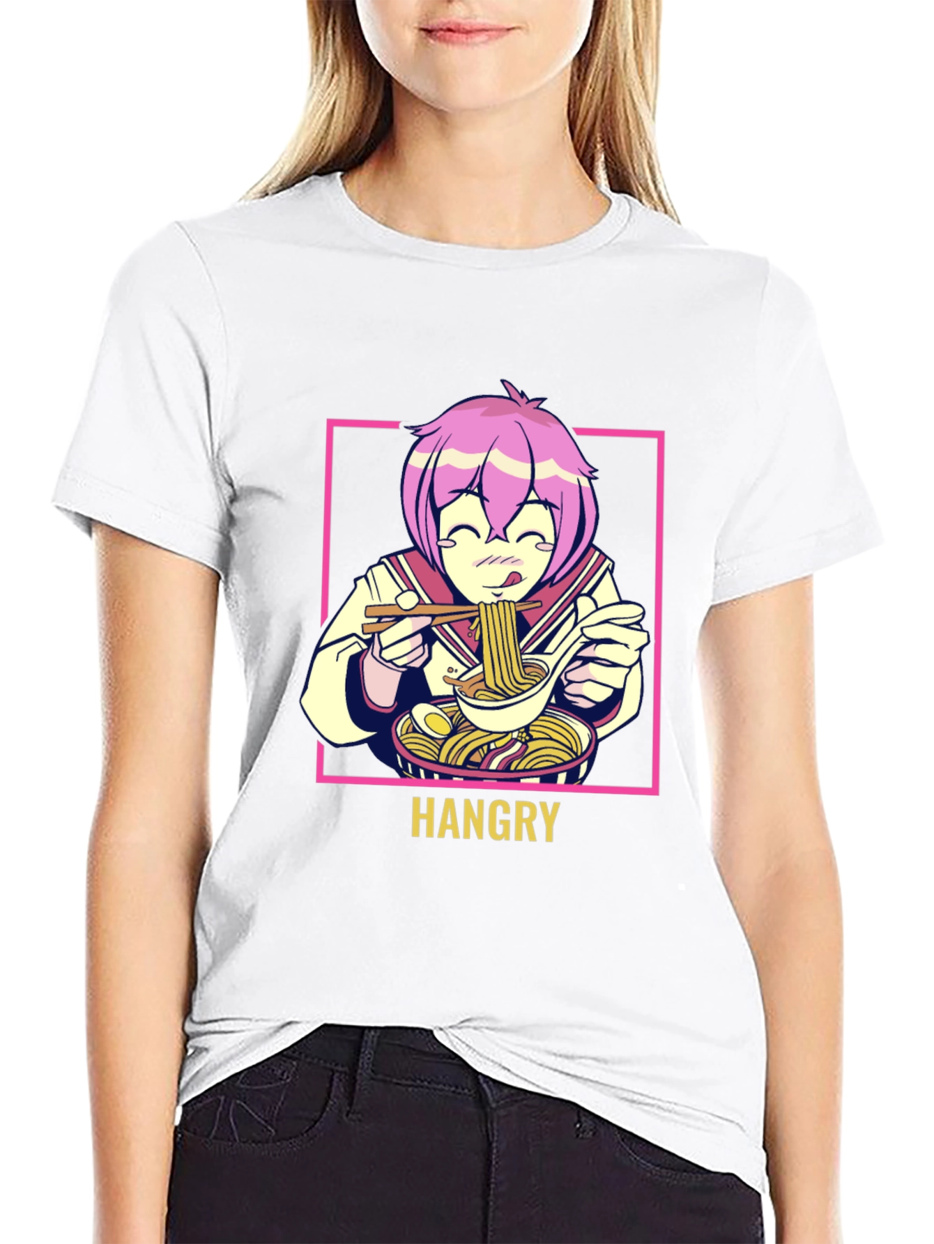 Hangry Anime Ramen Graphic T-Shirt - Black