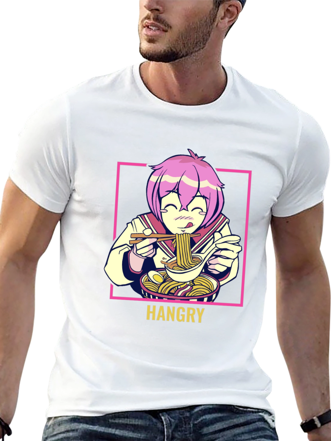 Hangry Anime Ramen Graphic T-Shirt - Black