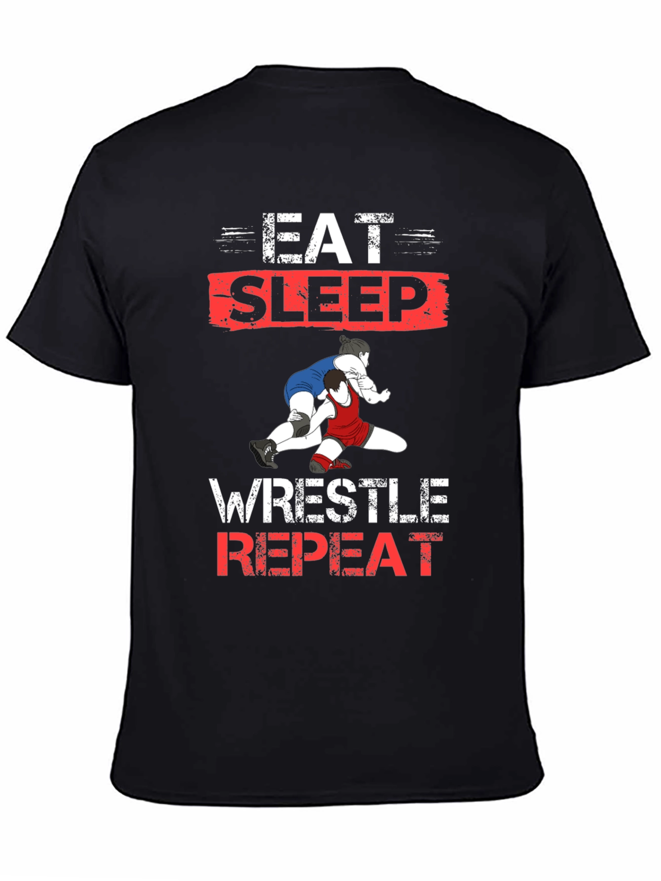 Eat Sleep Wrestle Repeat Black T-Shirt