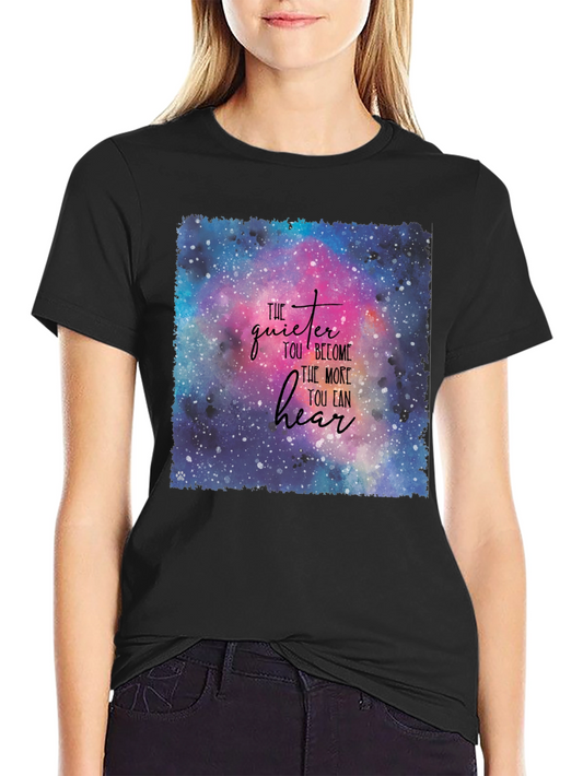 Cosmic Wisdom Tee: Quiet Hear Print T-Shirt