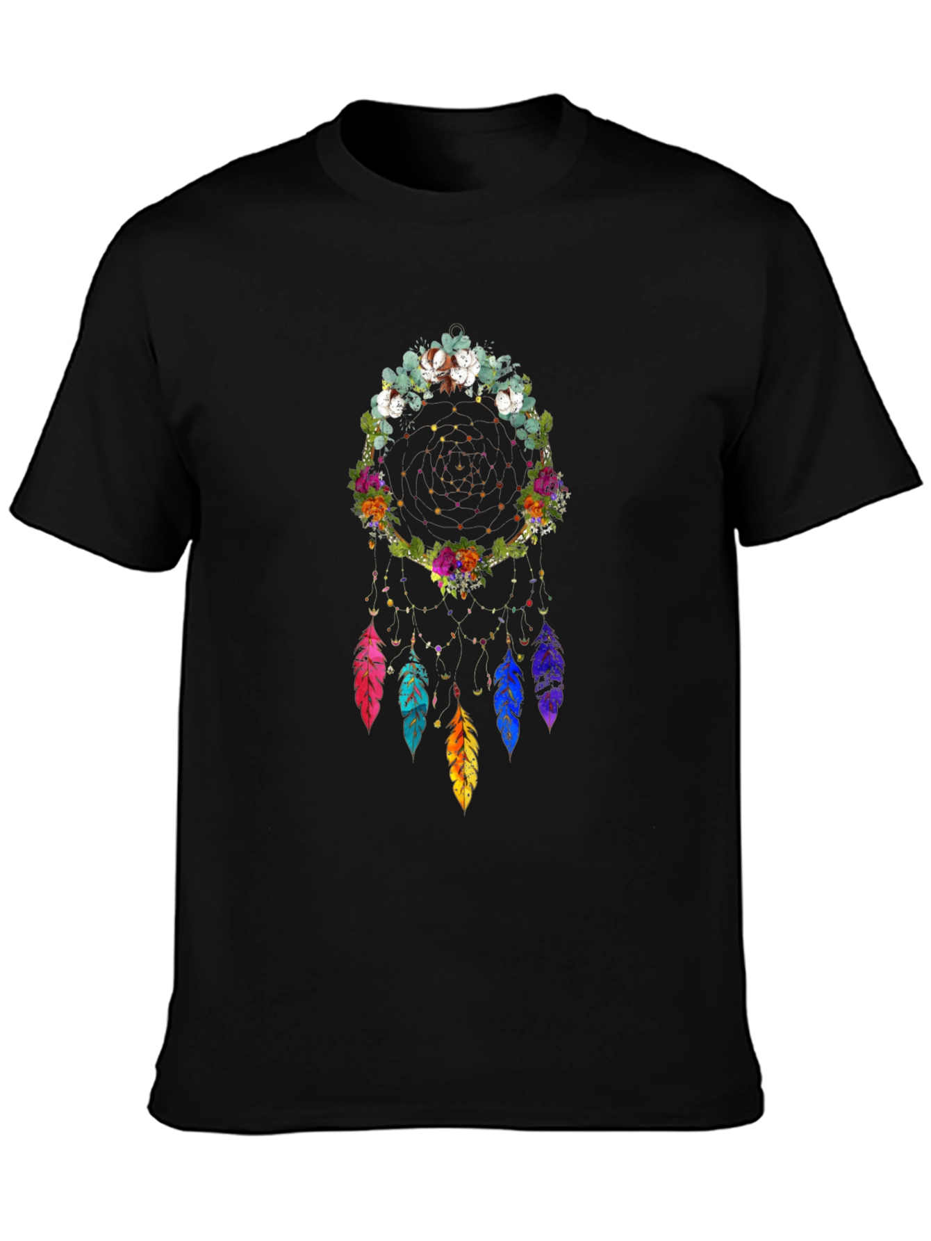 Floral Dream Catcher Graphic Tee - Black