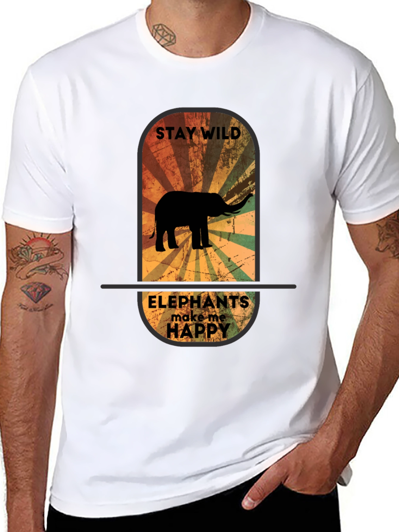 Stay Wild Elephant Graphic Tee - Unisex Black T-Shirt