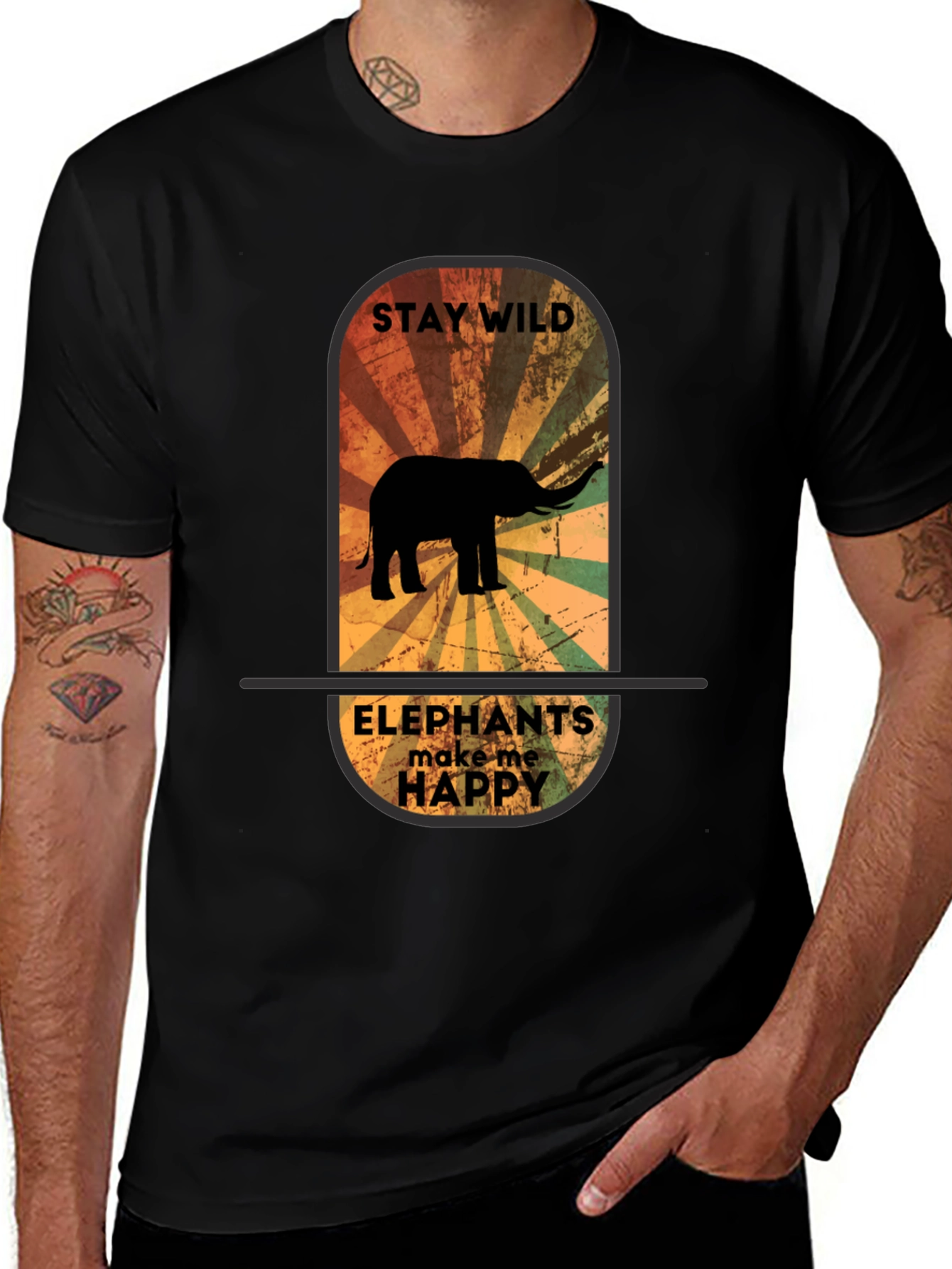 Stay Wild Elephant Graphic Tee - Unisex Black T-Shirt