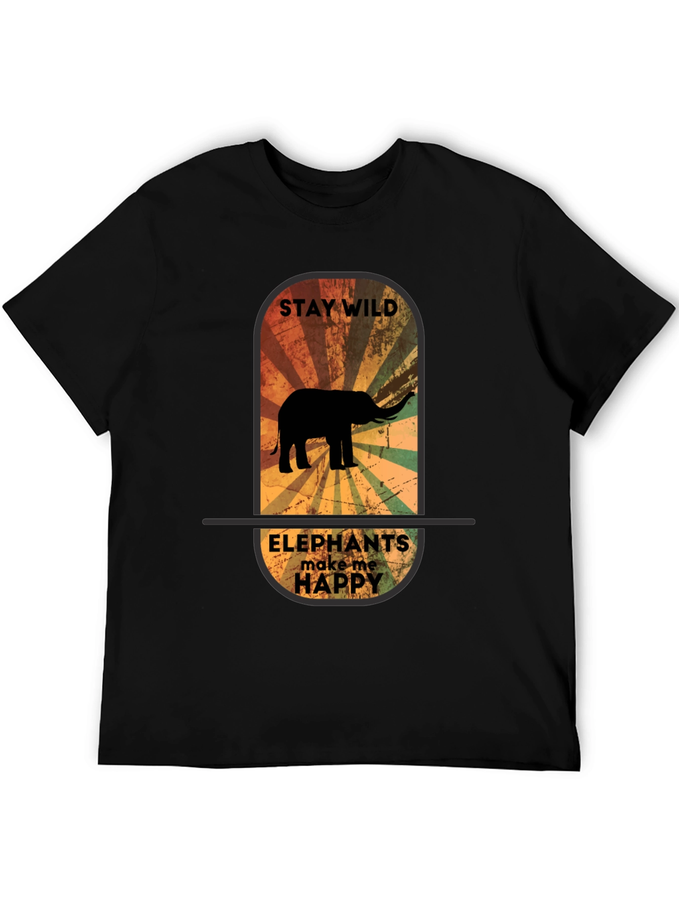 Stay Wild Elephant Graphic Tee - Unisex Black T-Shirt