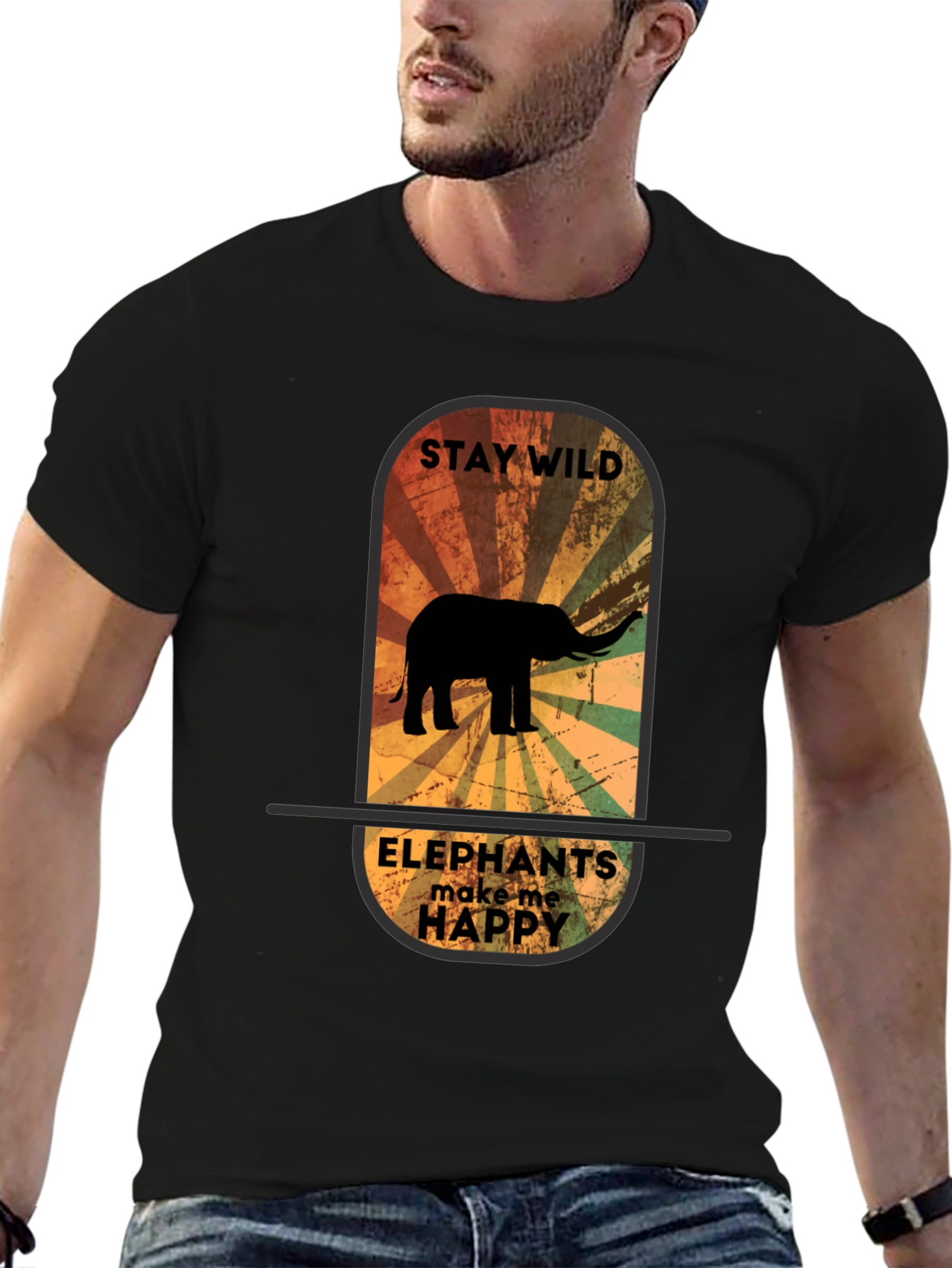 Stay Wild Elephant Graphic Tee - Unisex Black T-Shirt