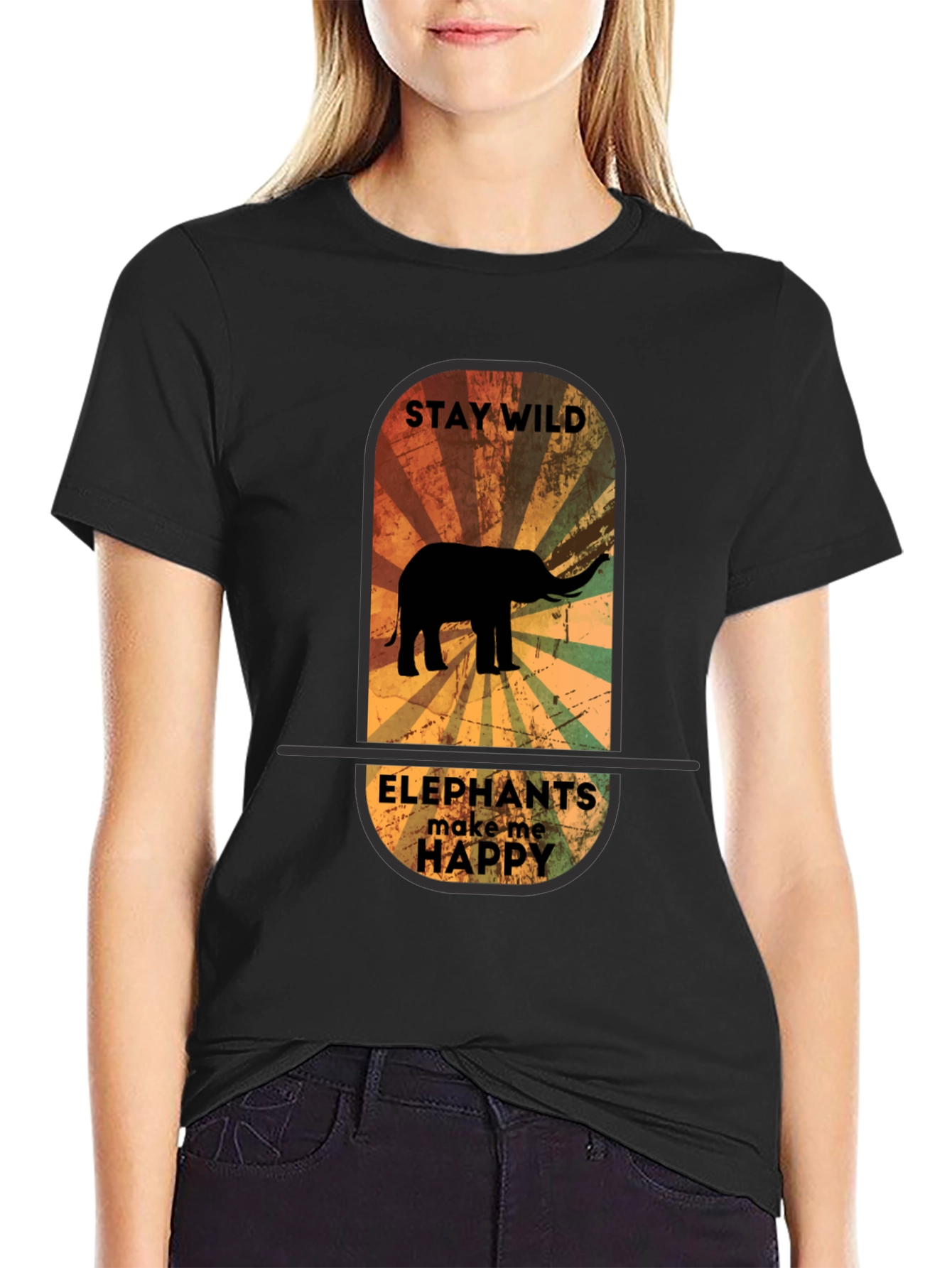 Stay Wild Elephant Graphic Tee - Unisex Black T-Shirt