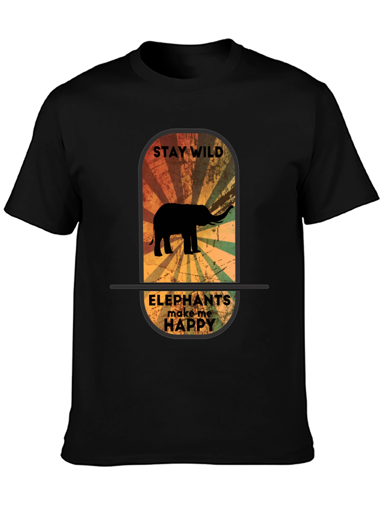 Stay Wild Elephant Graphic Tee - Unisex Black T-Shirt