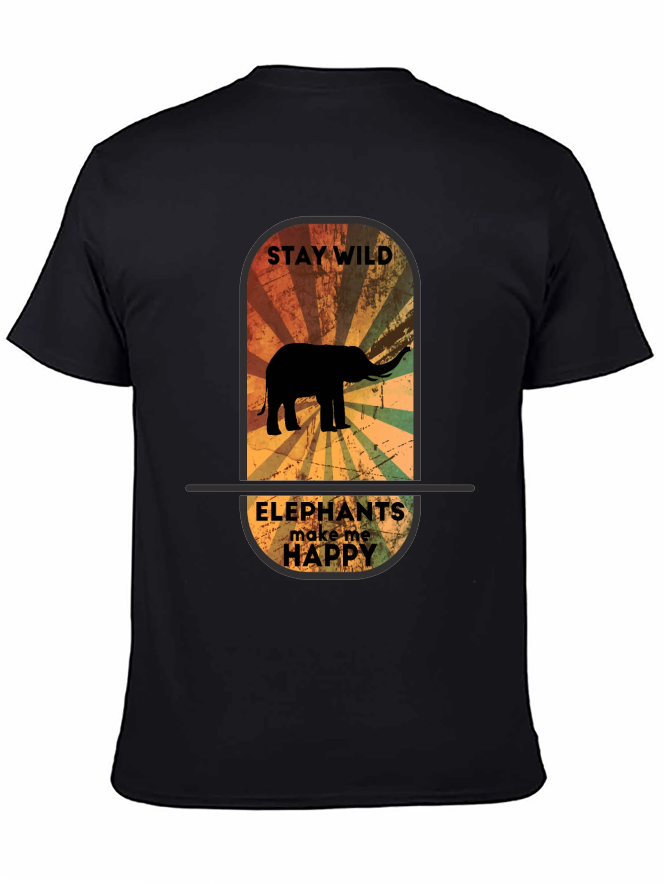 Stay Wild Elephant Graphic Tee - Unisex Black T-Shirt