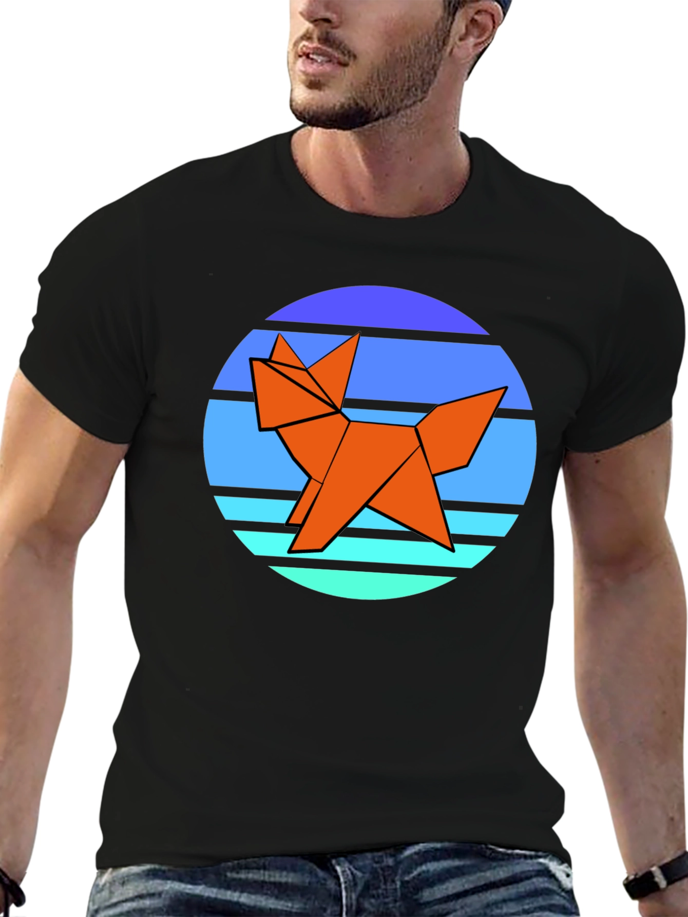 Origami Fox Graphic Tee - Black