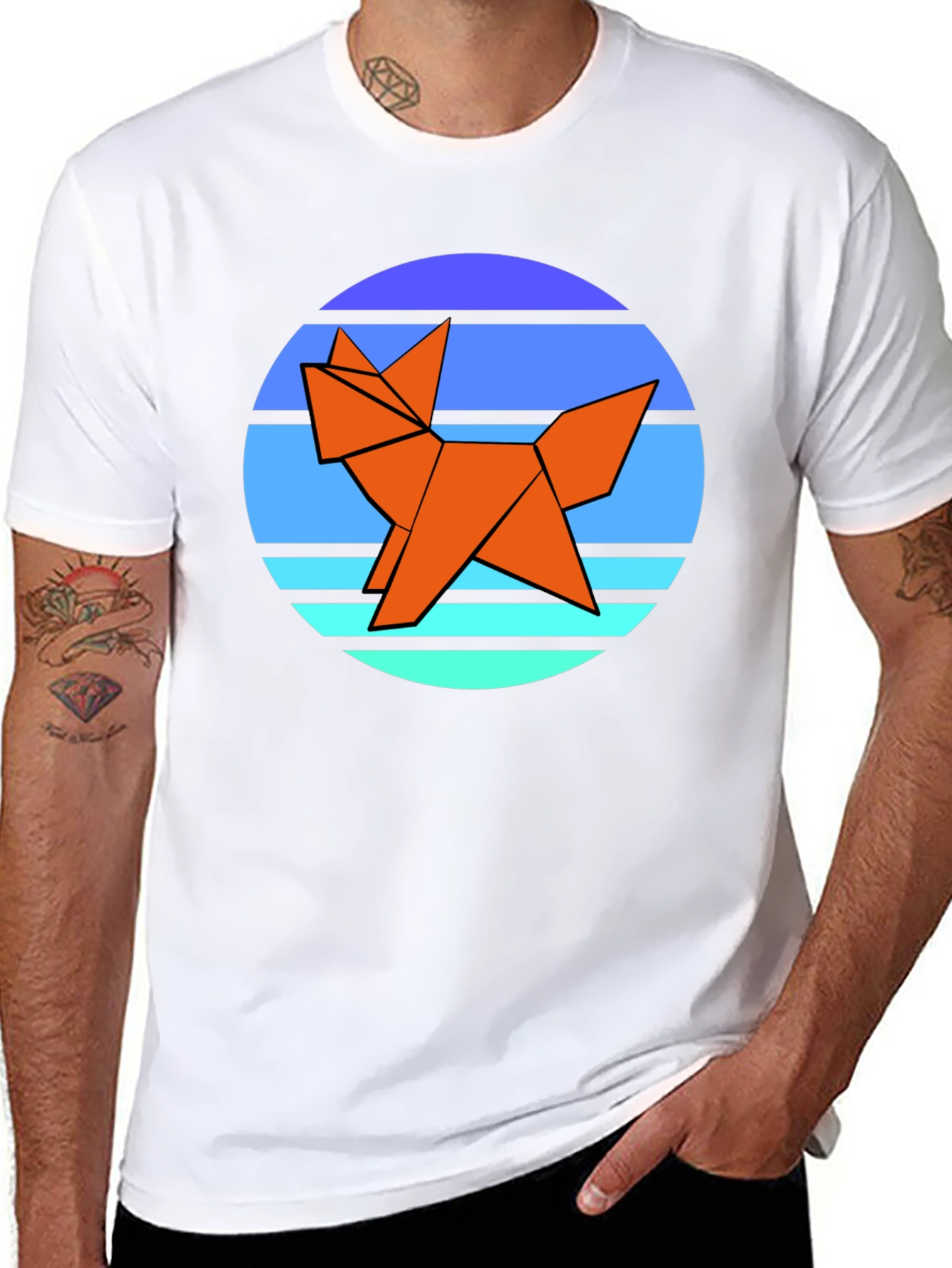 Origami Fox Graphic Tee - Black