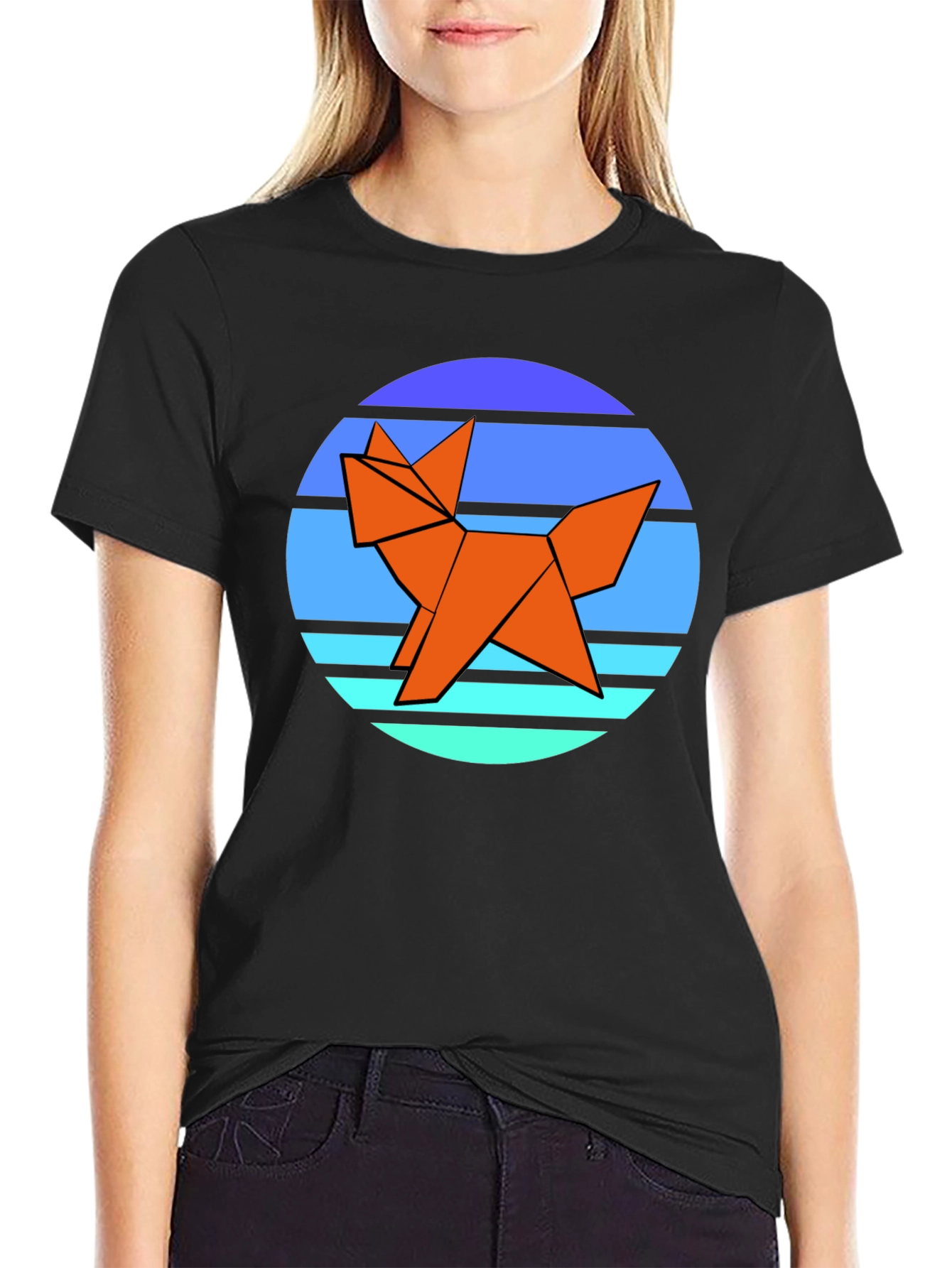 Origami Fox Graphic Tee - Black