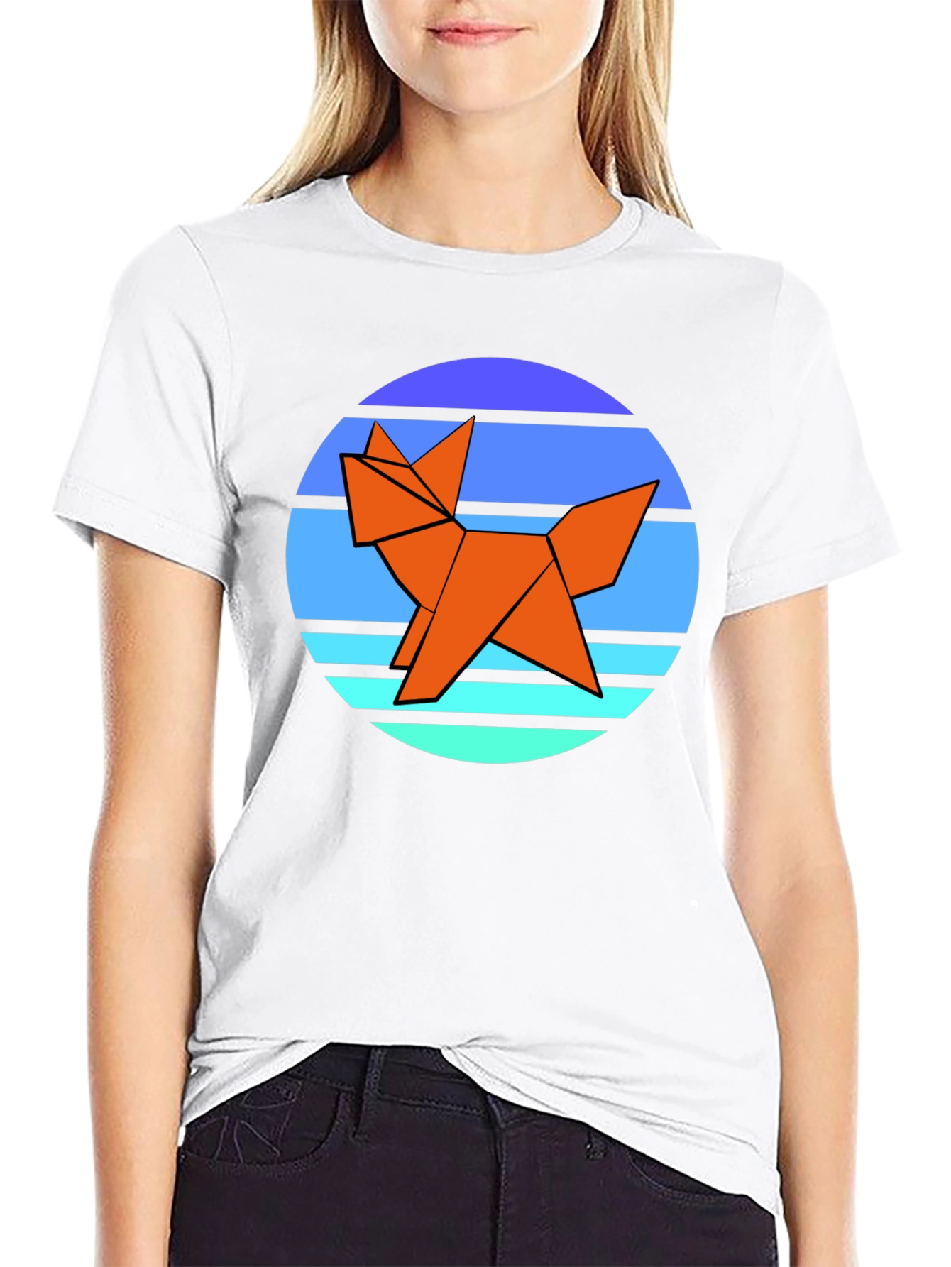 Origami Fox Graphic Tee - Black
