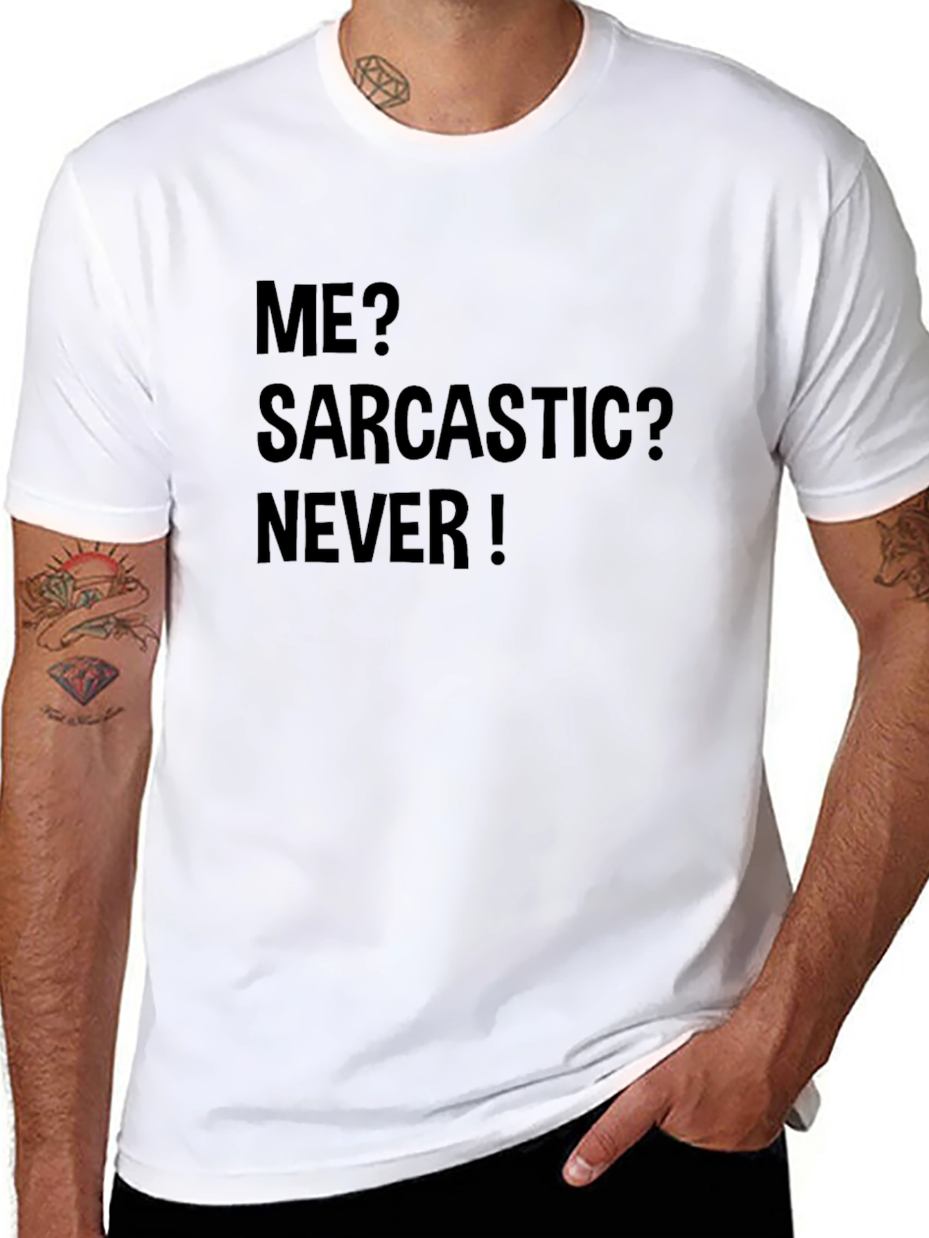 Sarcastic? Never! Black Graphic Tee