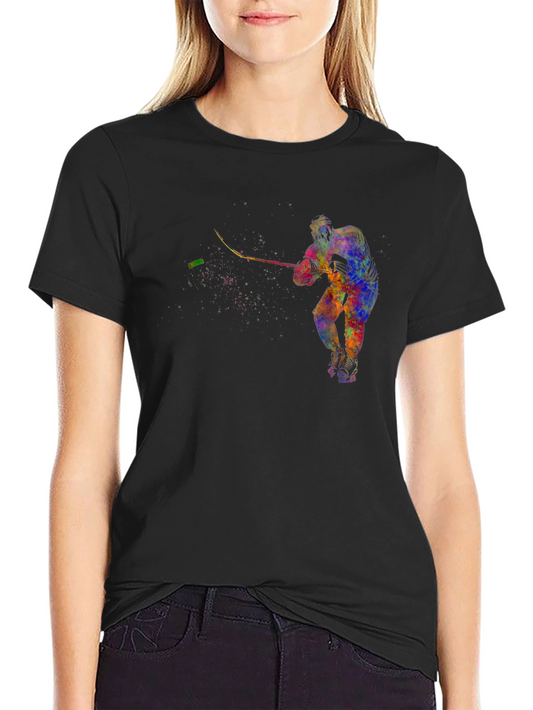 Abstract Hockey Player Graphic T-Shirt