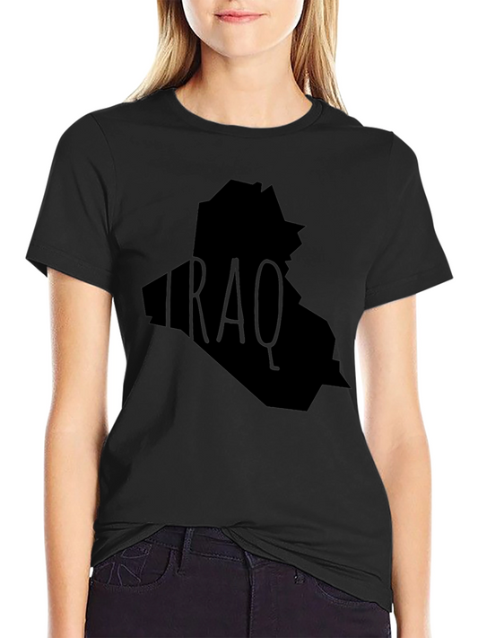 Iraq Map Graphic T-Shirt - Black Crew Neck