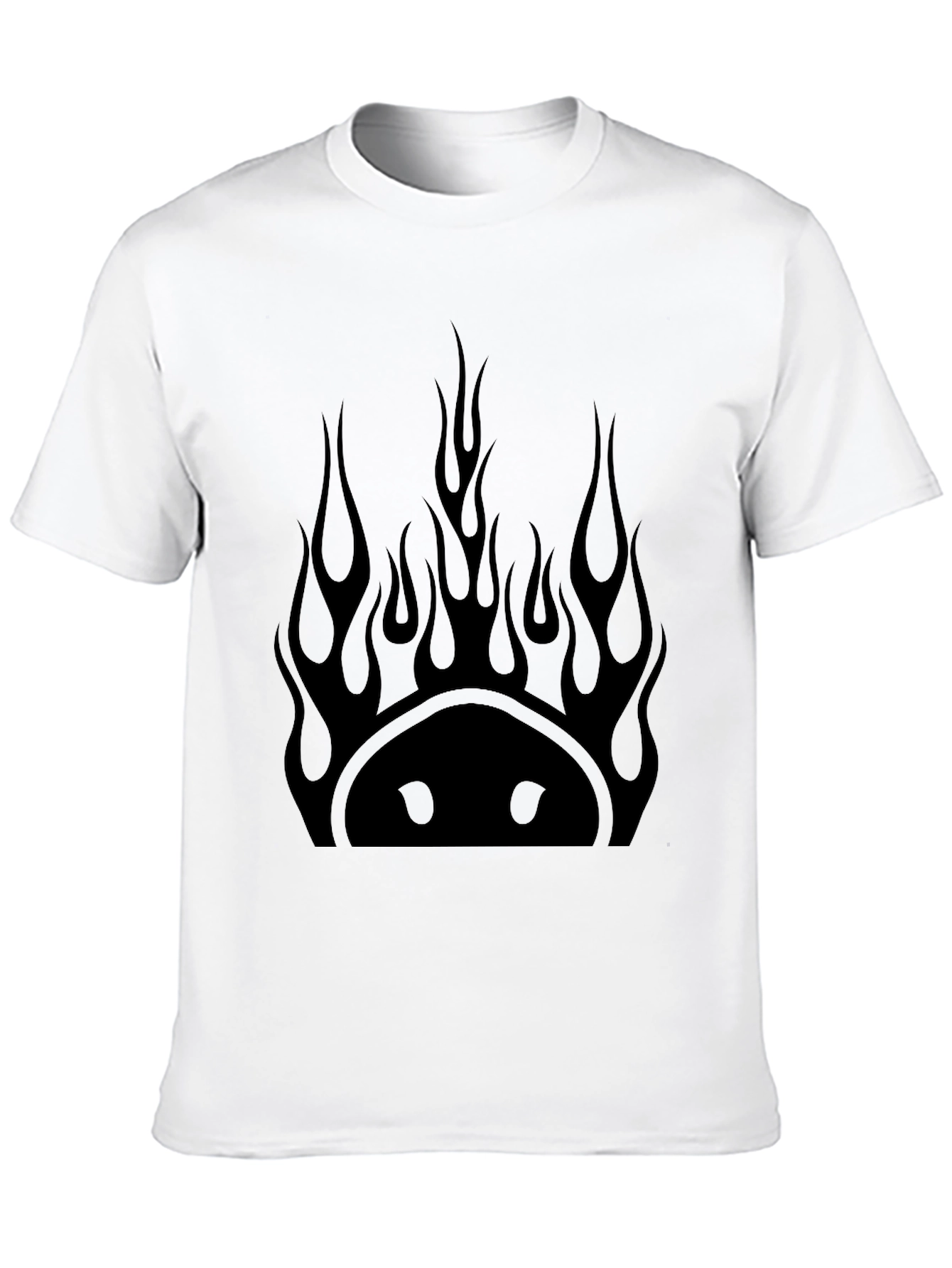 Flaming Smiley Face Black T-Shirt
