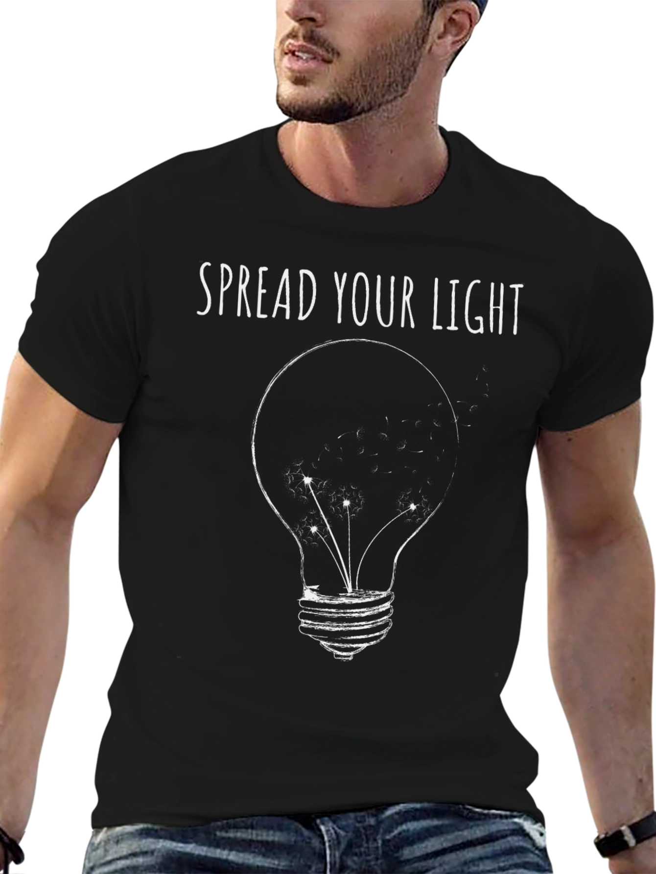 Spread Your Light Graphic Tee - Stylish Black T-Shirt