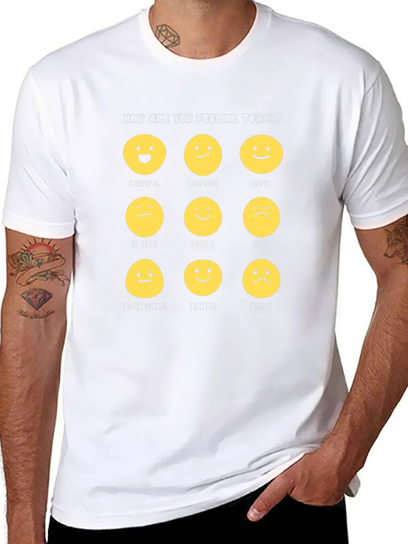 Emotion Faces Graphic T-Shirt: How Are You Feeling Today?
