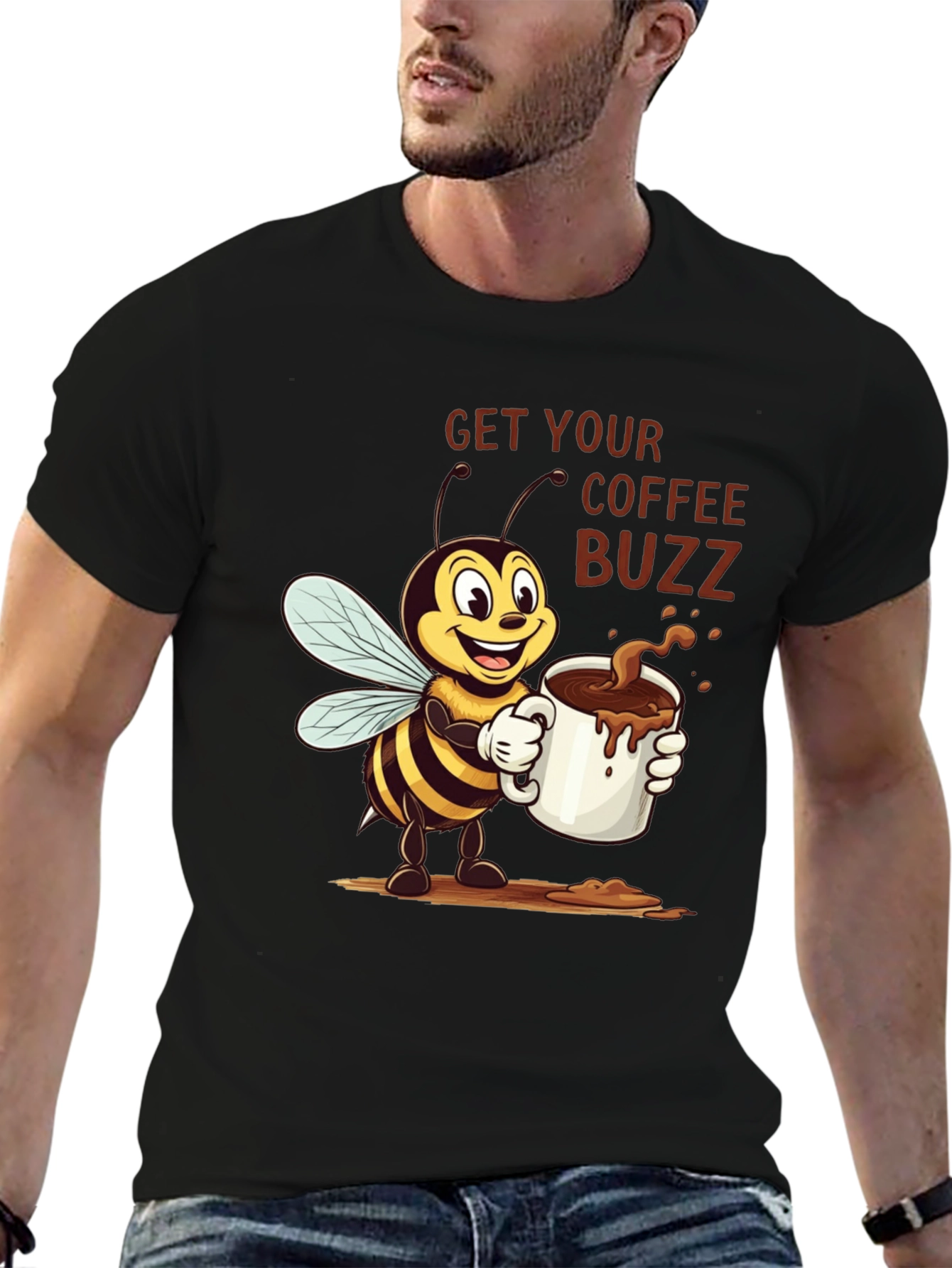 Coffee Buzz T-Shirt - Cute Bee Design
