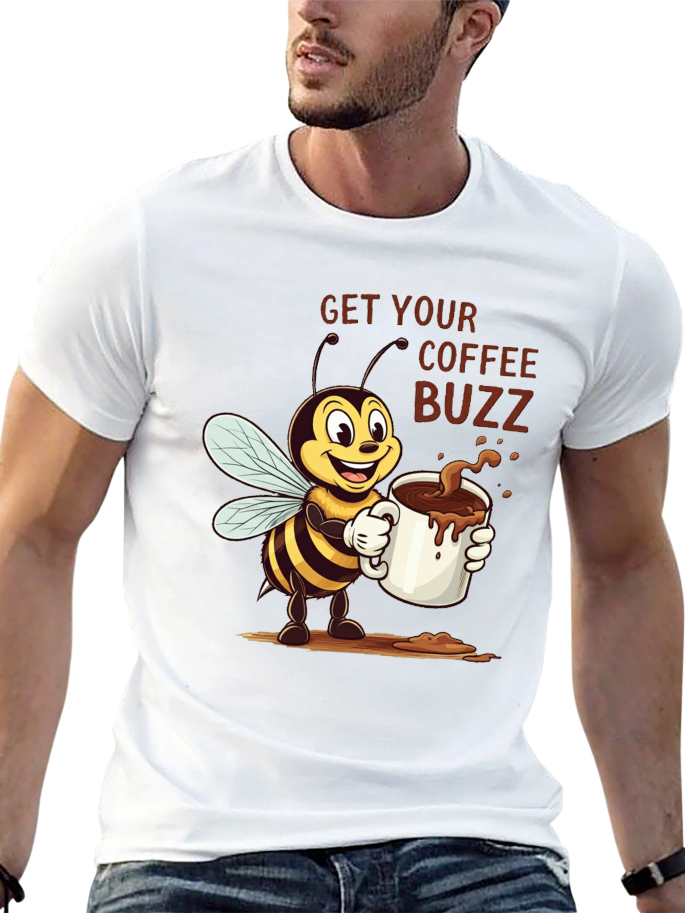 Coffee Buzz T-Shirt - Cute Bee Design