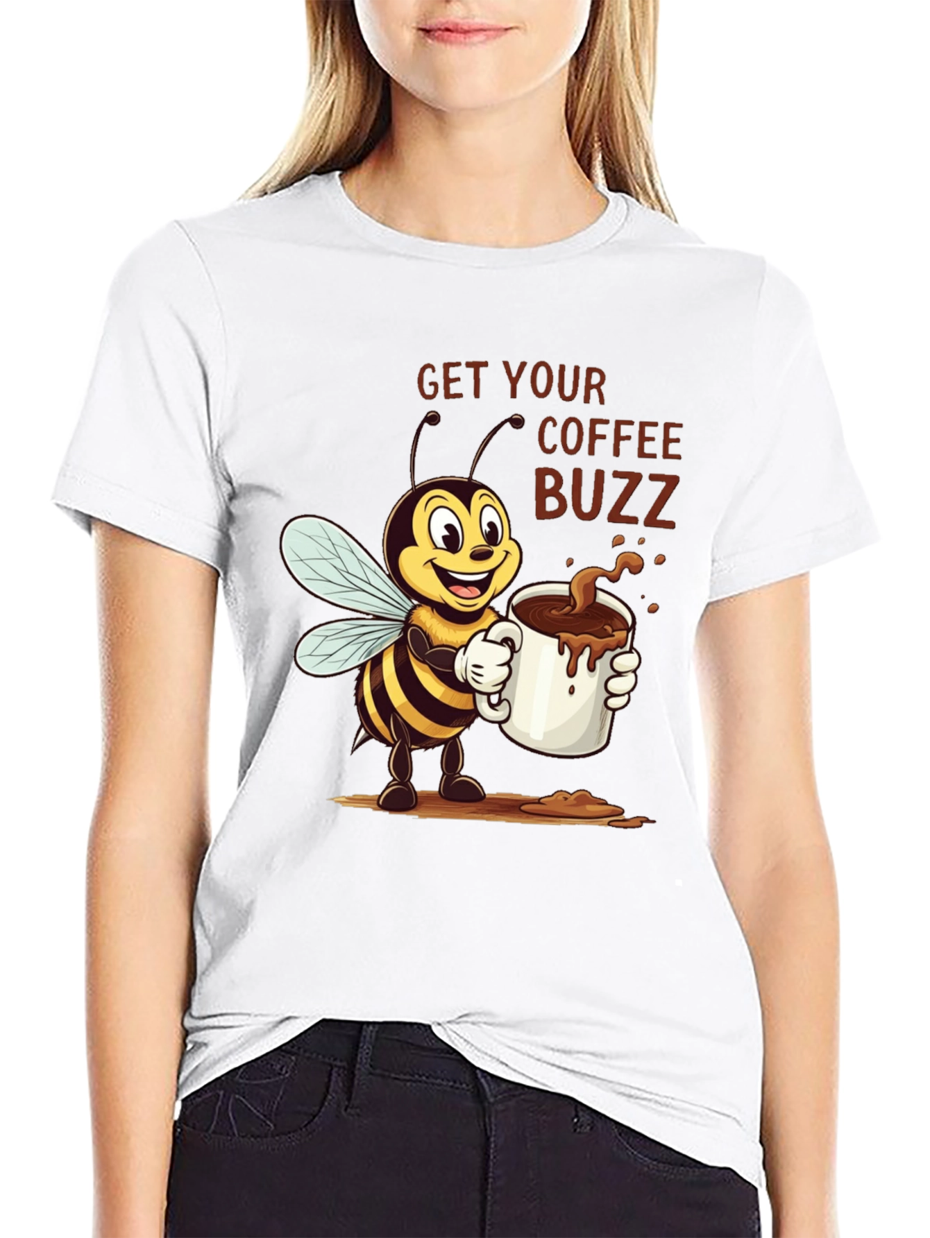 Coffee Buzz T-Shirt - Cute Bee Design