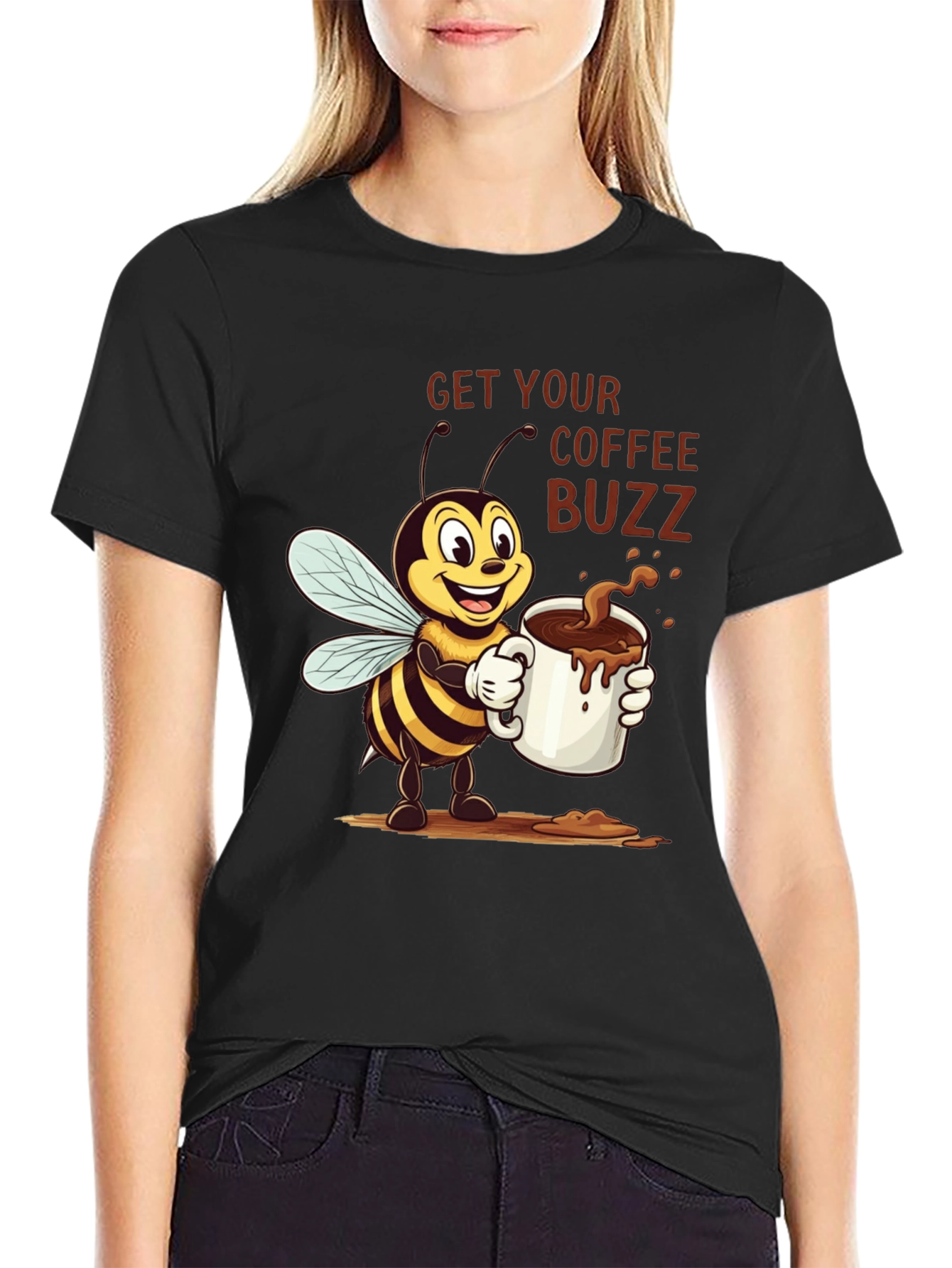 Coffee Buzz T-Shirt - Cute Bee Design