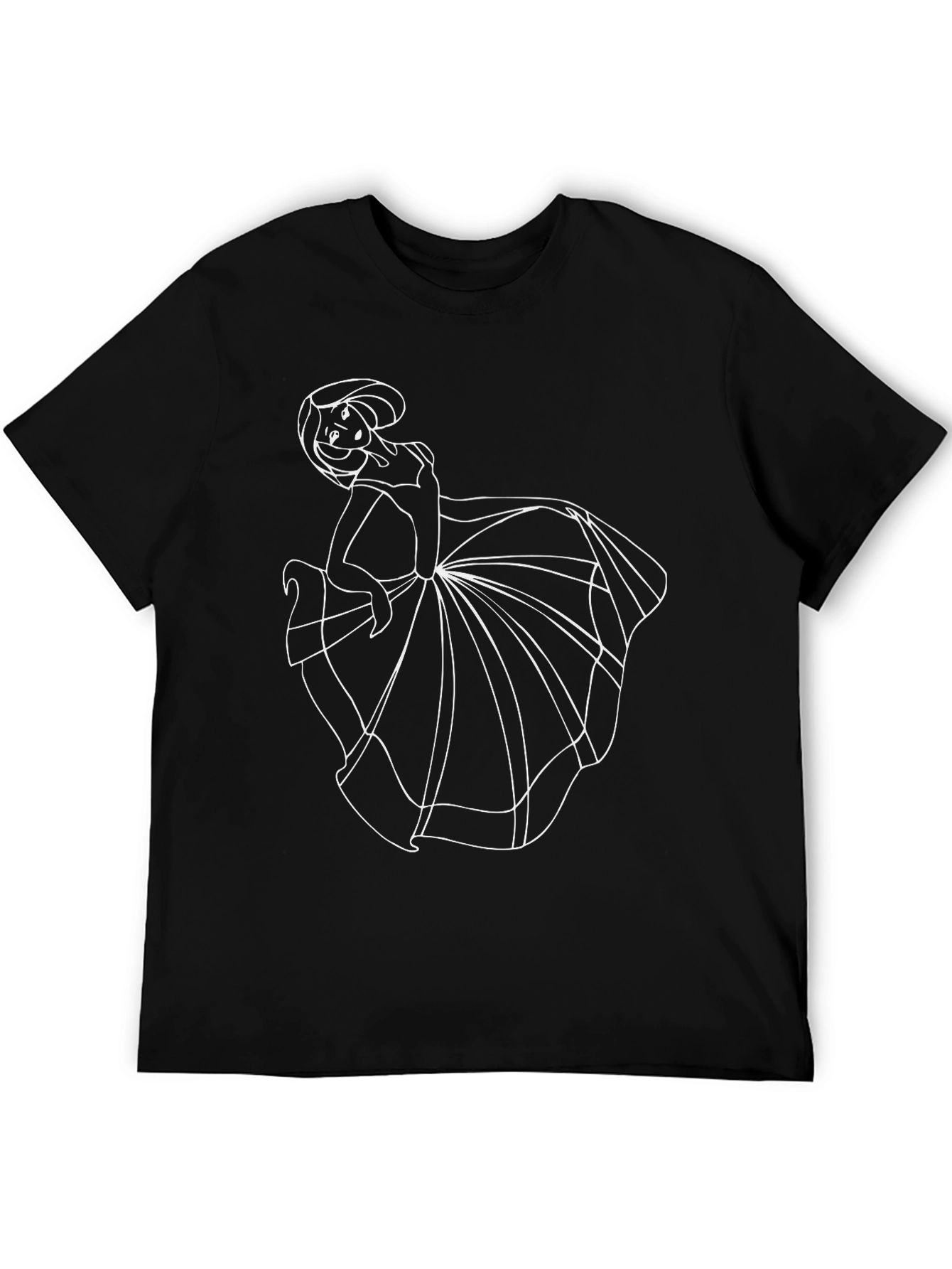 Elegant Black T-Shirt with White Princess Graphic