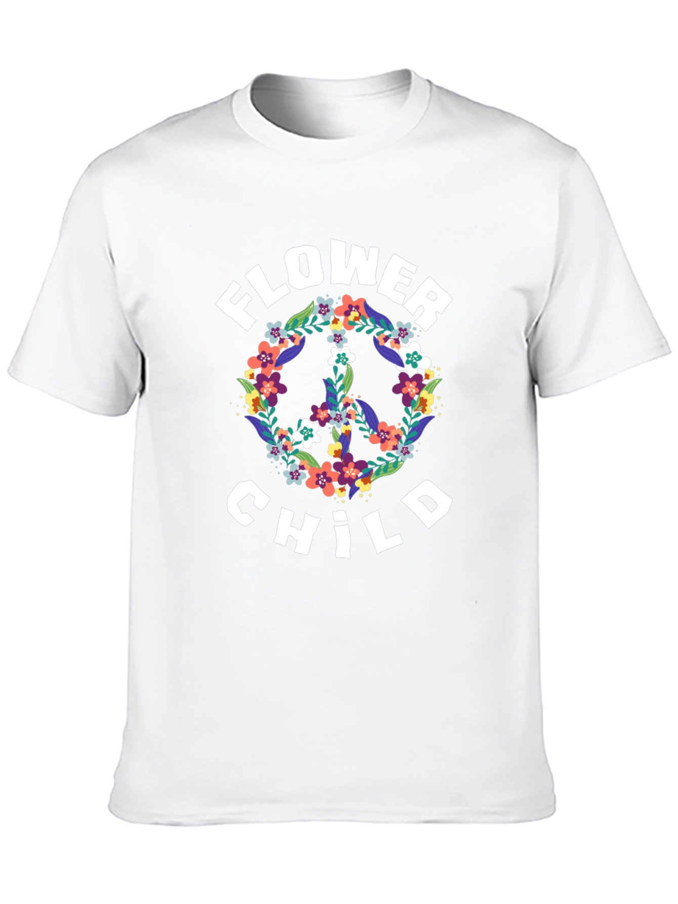Flower Child Peace Sign Graphic Tee - Black