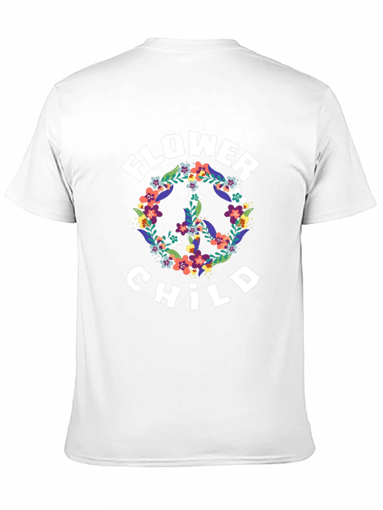 Flower Child Peace Sign Graphic Tee - Black