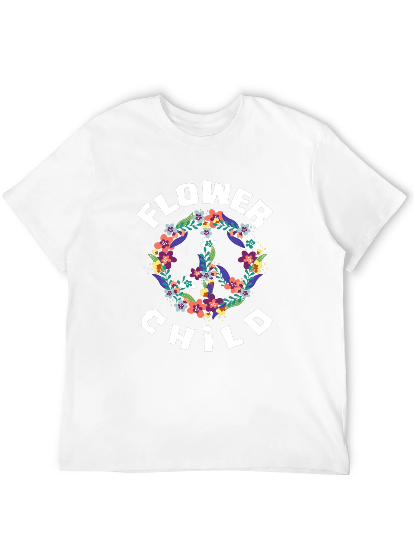 Flower Child Peace Sign Graphic Tee - Black