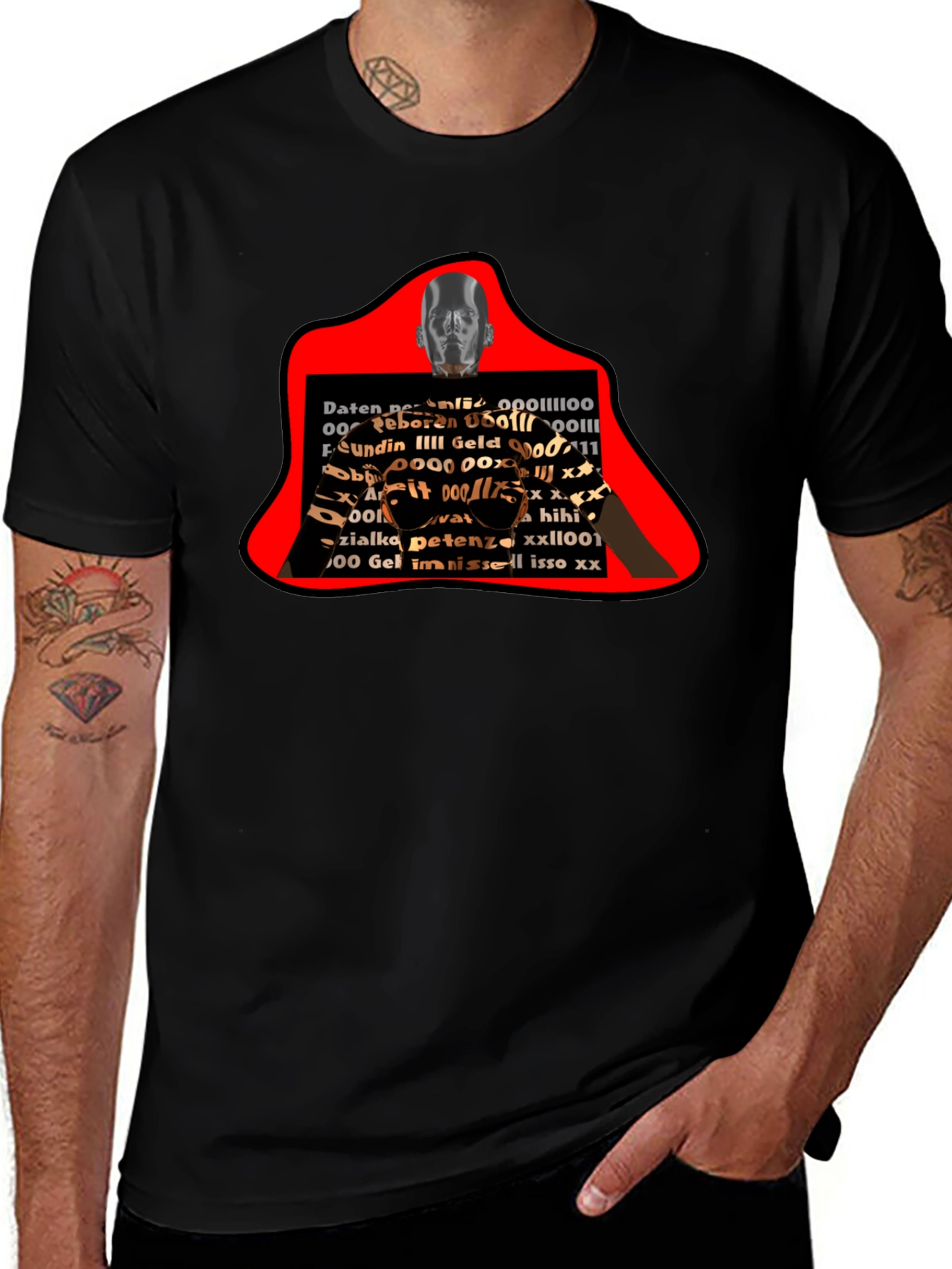 Abstract Graphic Print T-Shirt - Black
