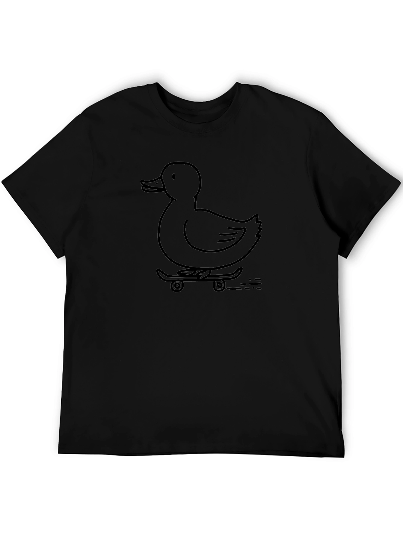 Duck on Skateboard Graphic Tee - Black