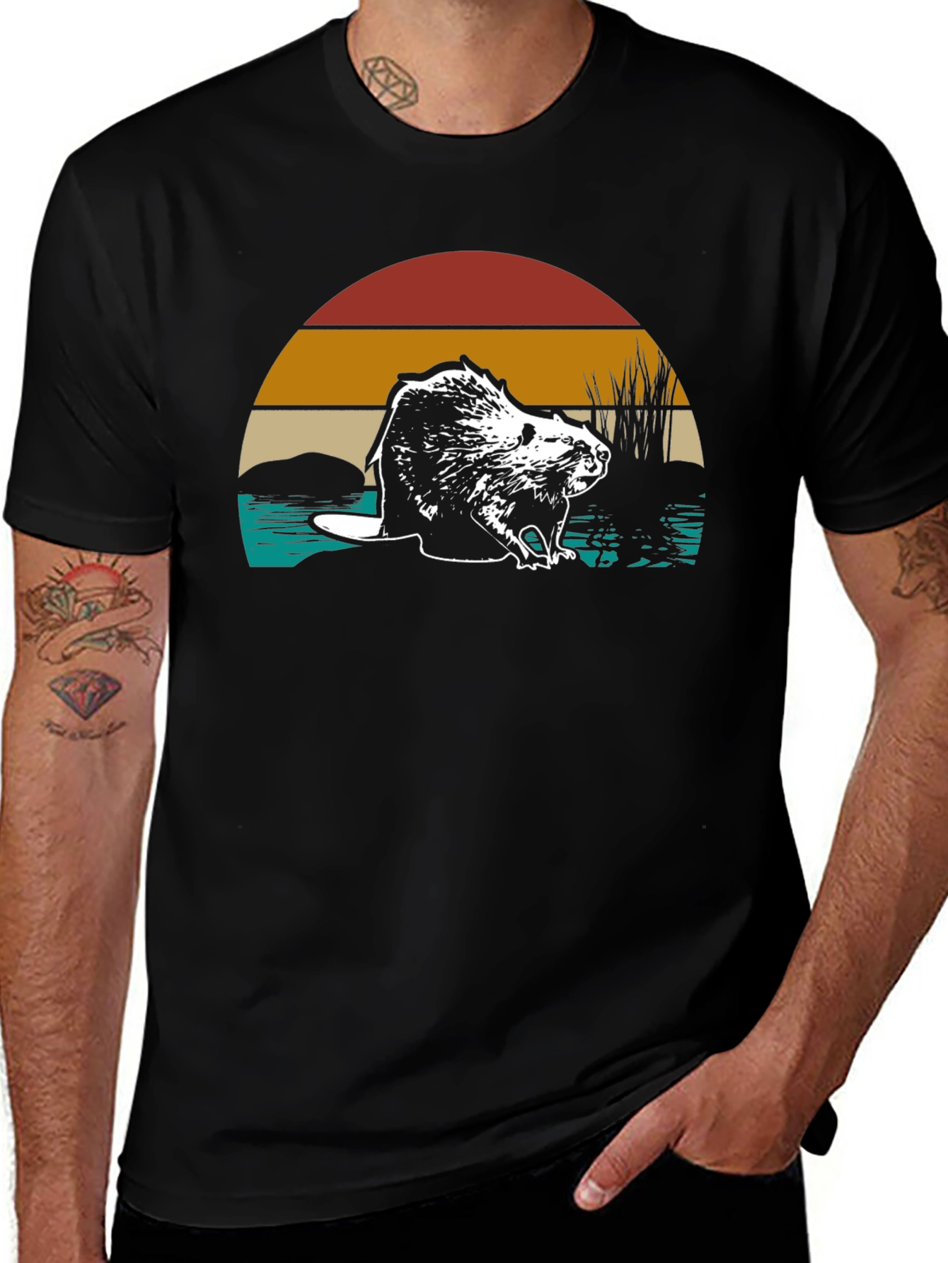 Retro Beaver Graphic T-Shirt - Nature Lover Tee