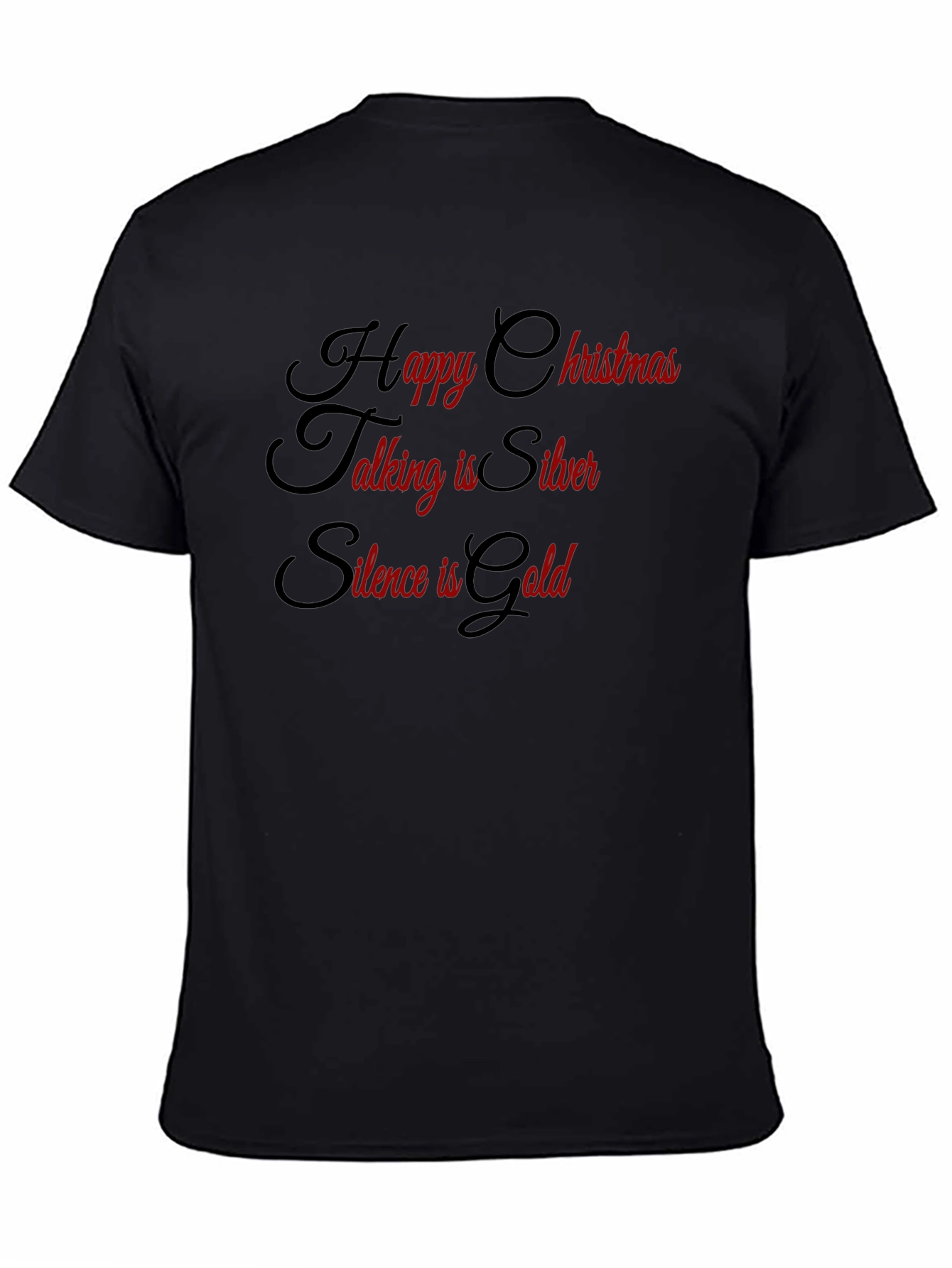 Festive Slogan Tee: Happy Christmas Silver Gold!