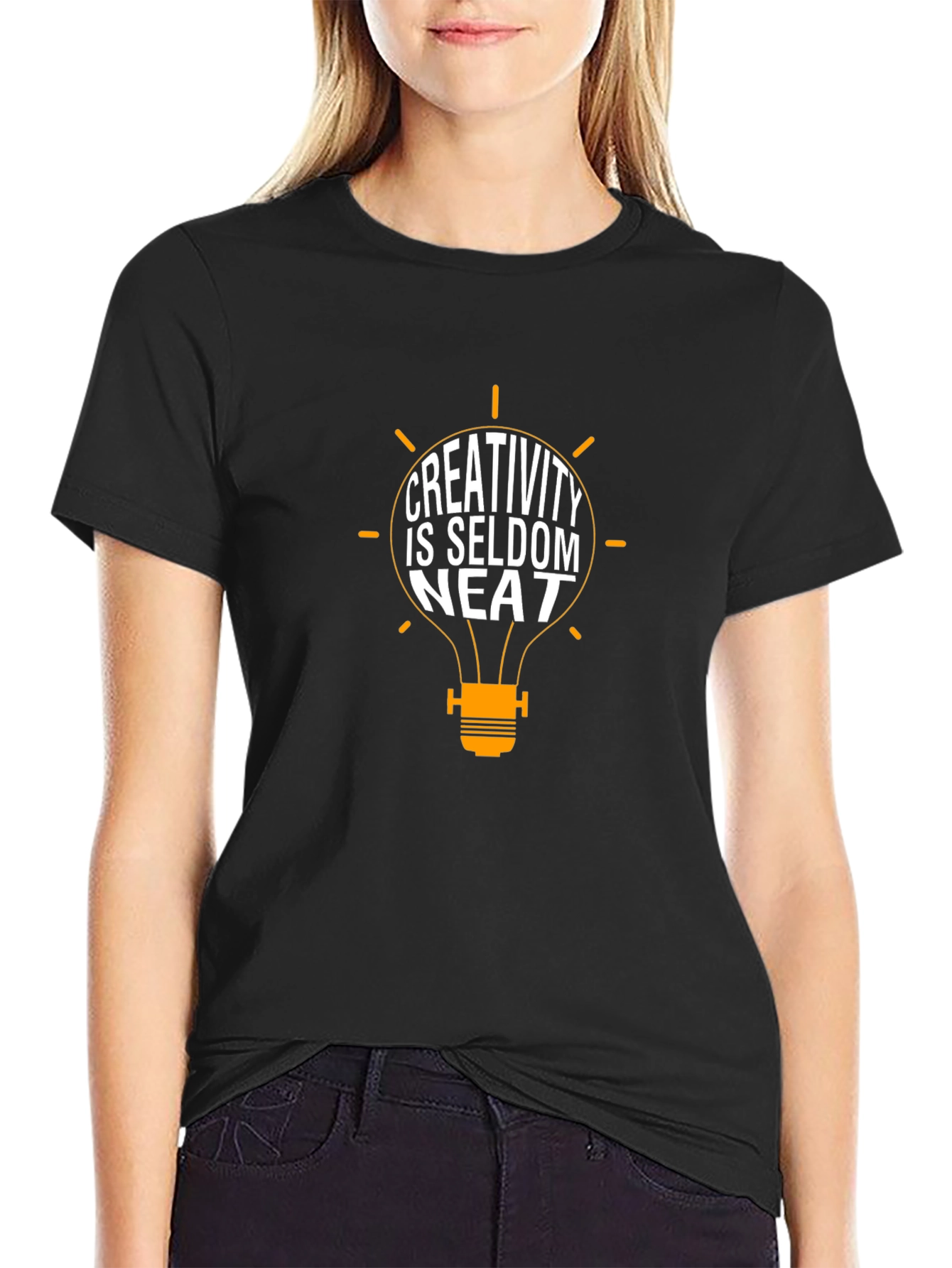 Creativity is Seldom Neat Black Graphic Tee