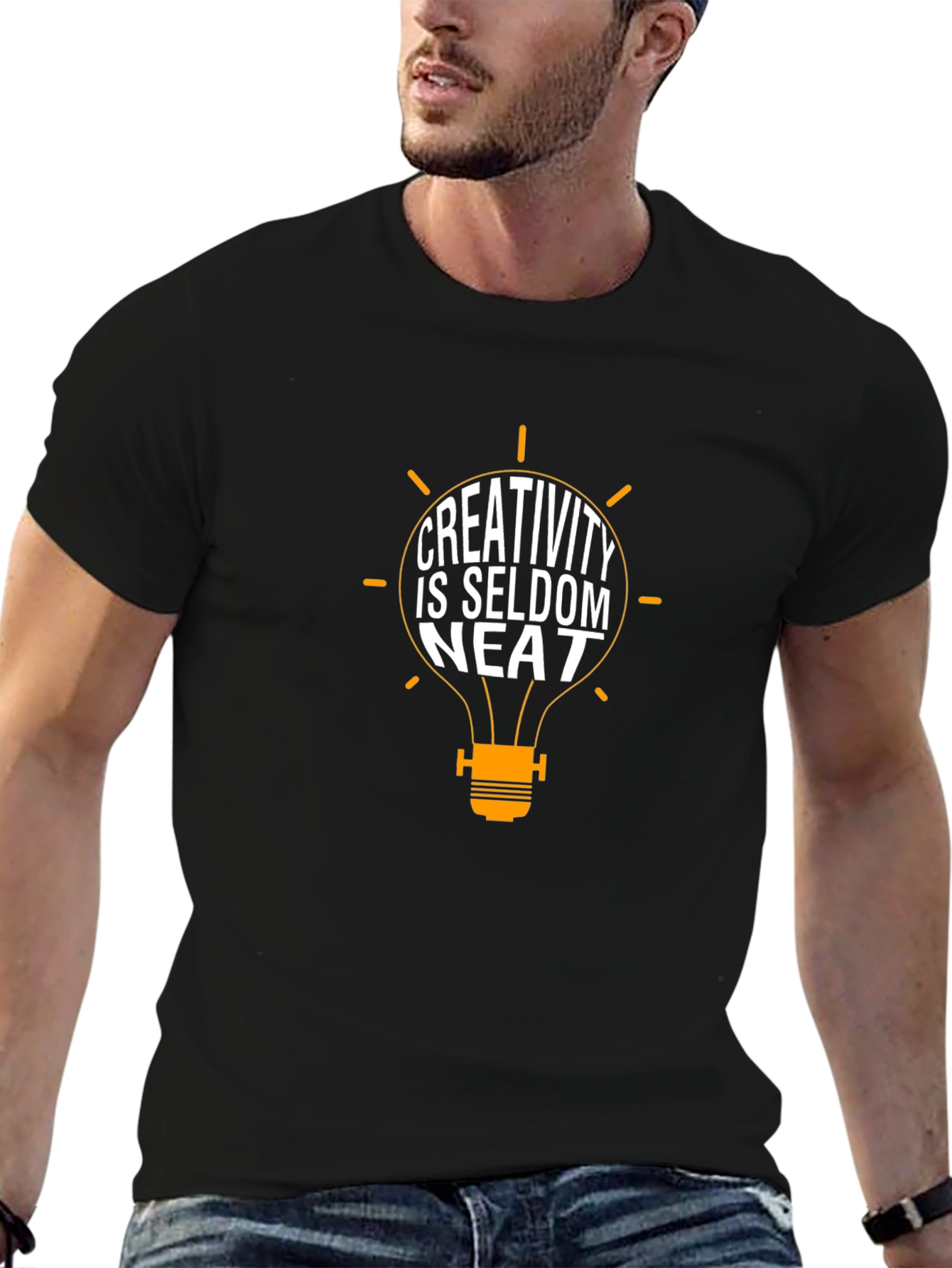 Creativity is Seldom Neat Black Graphic Tee