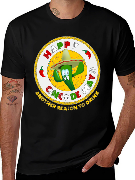 Happy Cinco de Mayo Black Graphic T-Shirt