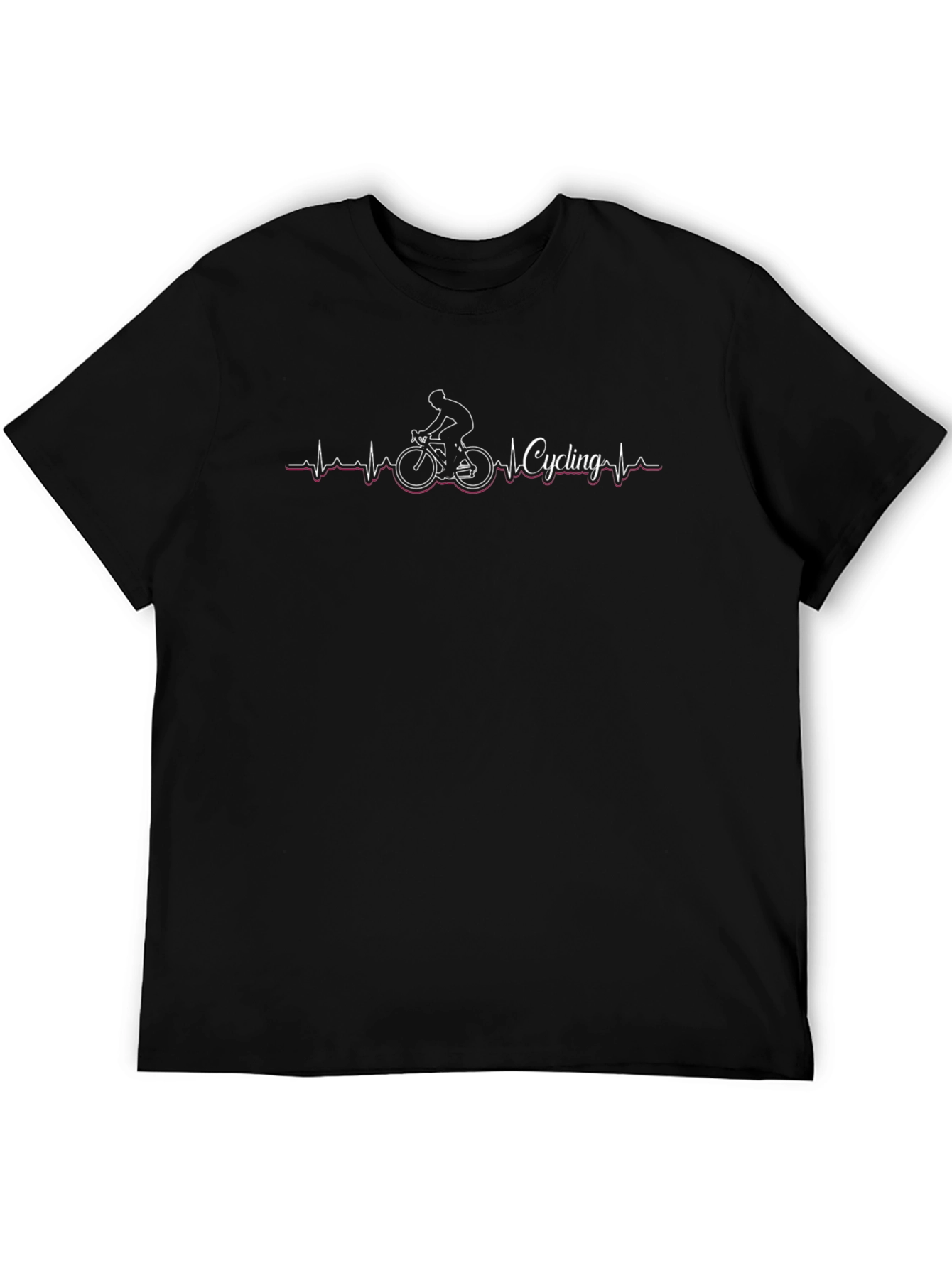 Cycling Heartbeat T-Shirt - Black Crew Neck Tee