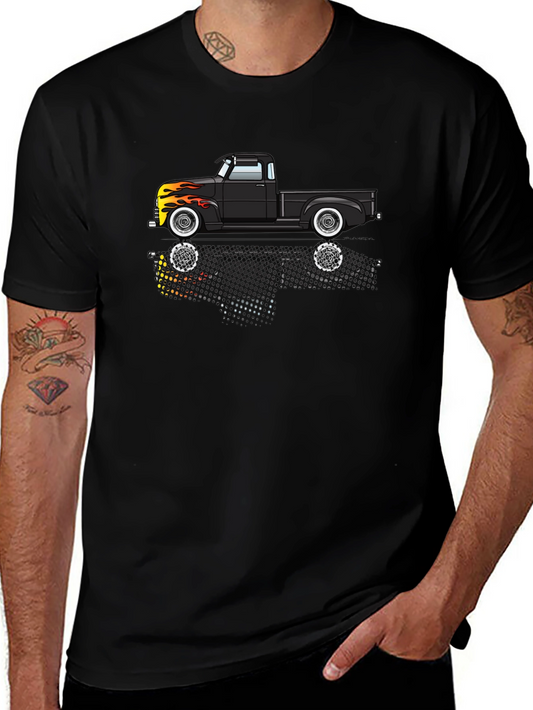Classic Black Truck Flames Graphic Tee