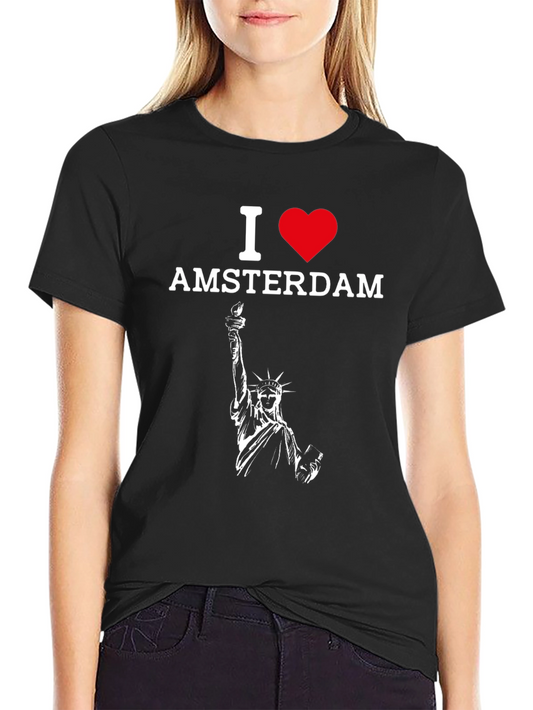 I Love Amsterdam T-Shirt Statue of Liberty Style