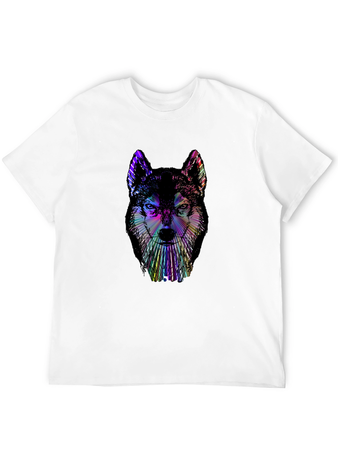 Psychedelic Wolf Graphic Black T-Shirt