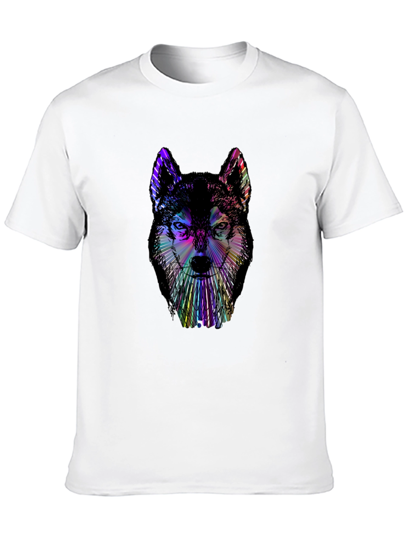 Psychedelic Wolf Graphic Black T-Shirt