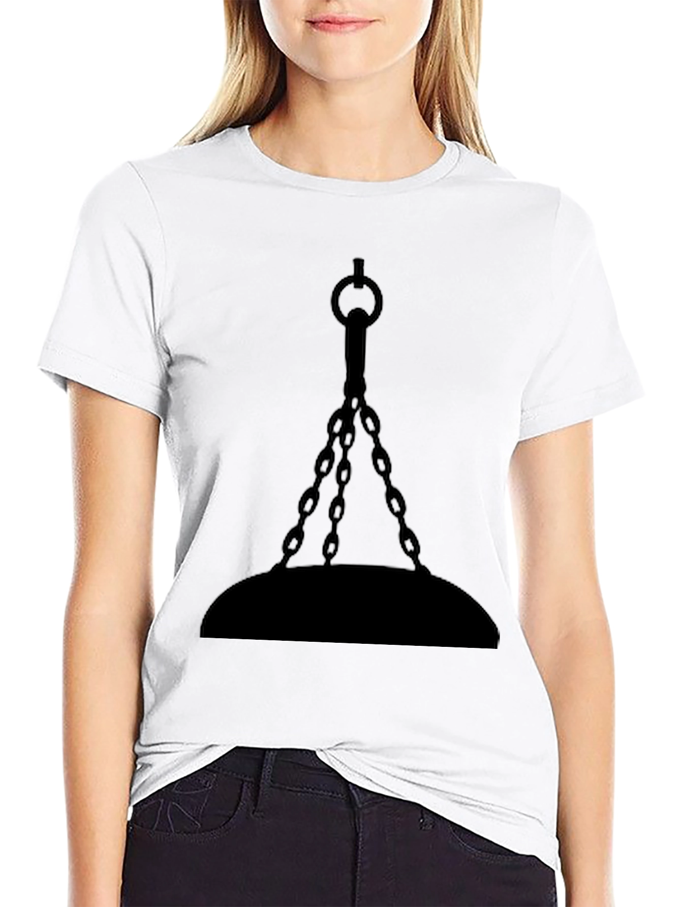 Gothic Hanging Chain Design Black T-Shirt