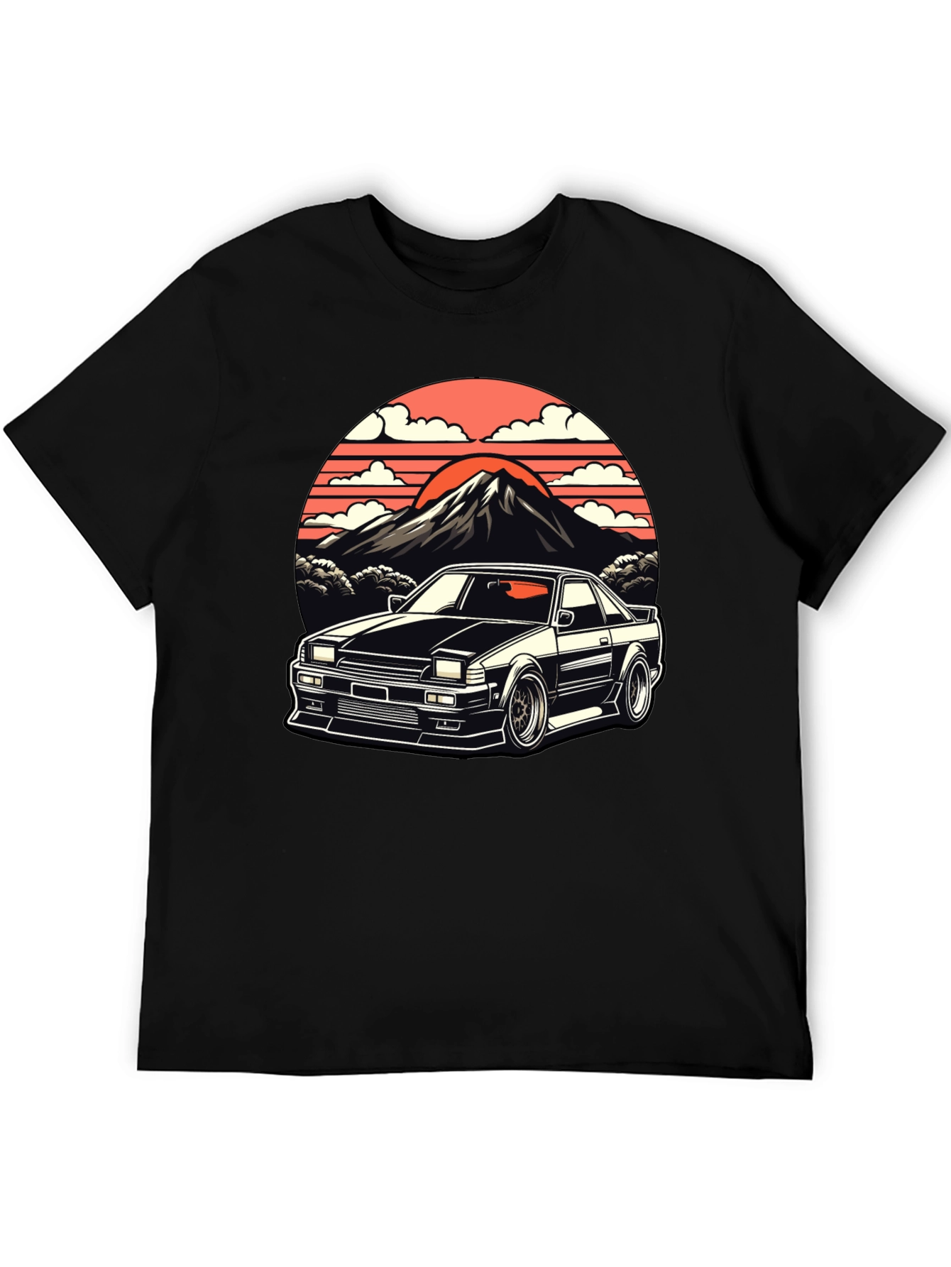 Retro Japanese Car Black T-Shirt