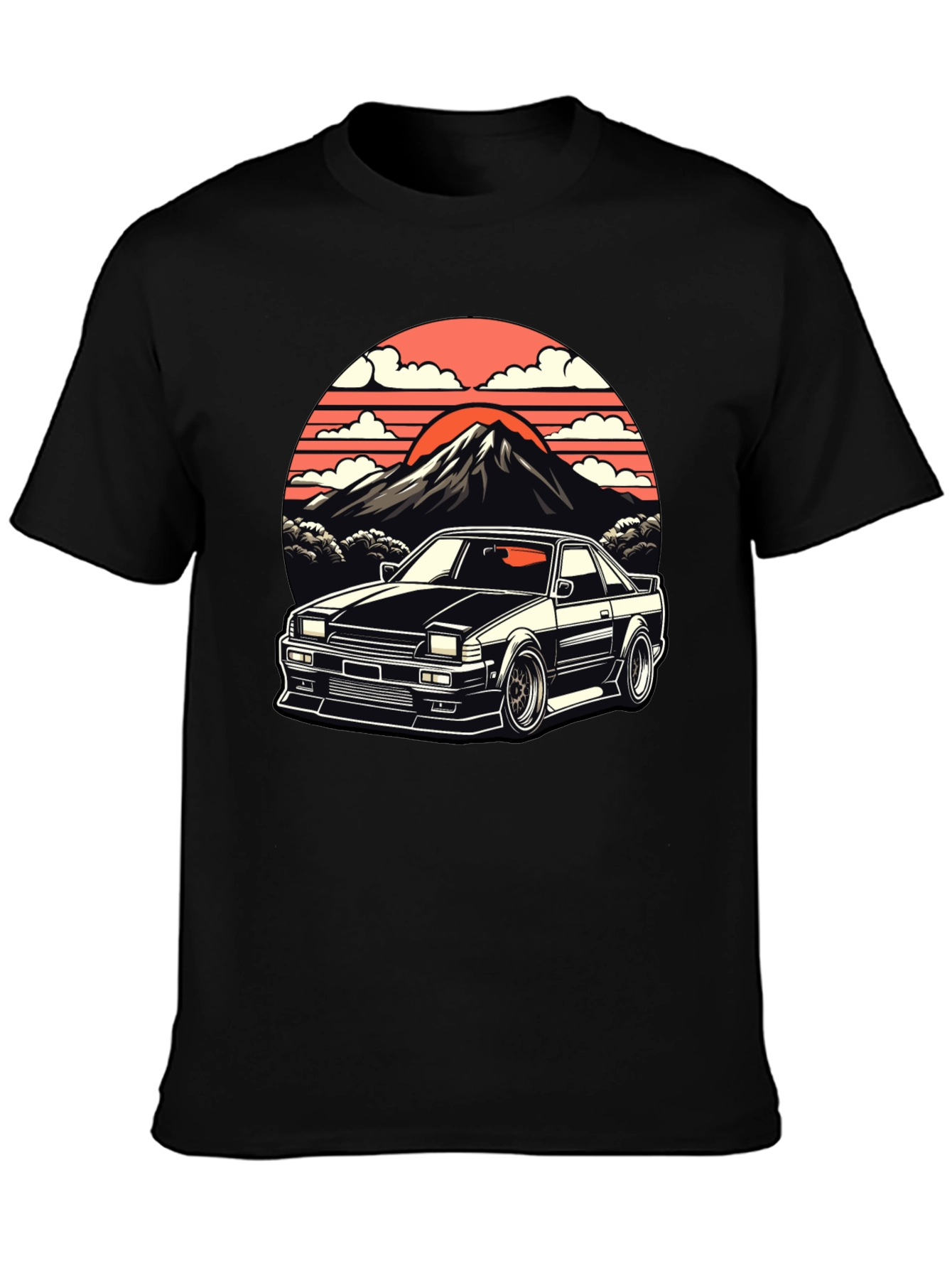 Retro Japanese Car Black T-Shirt