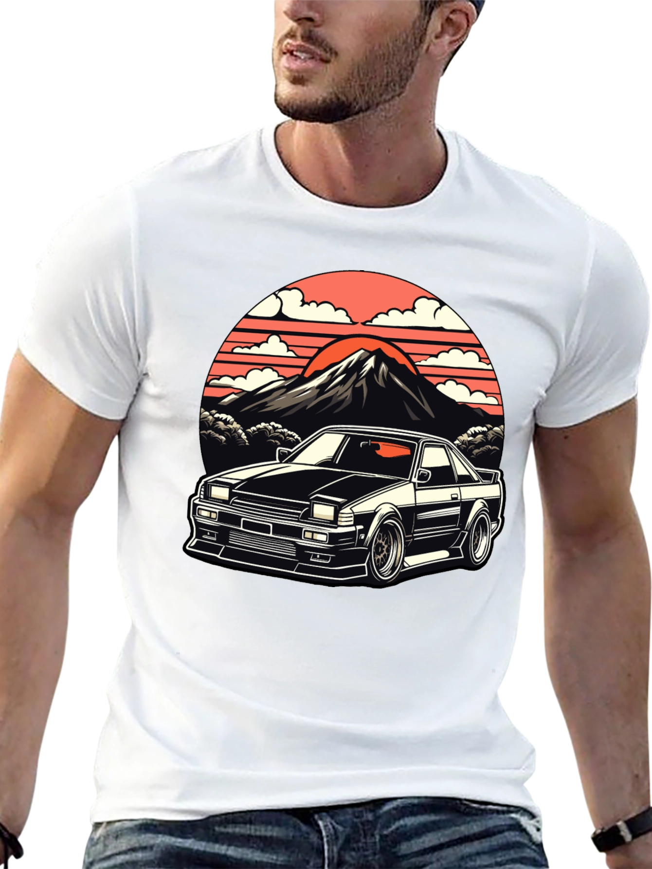 Retro Japanese Car Black T-Shirt