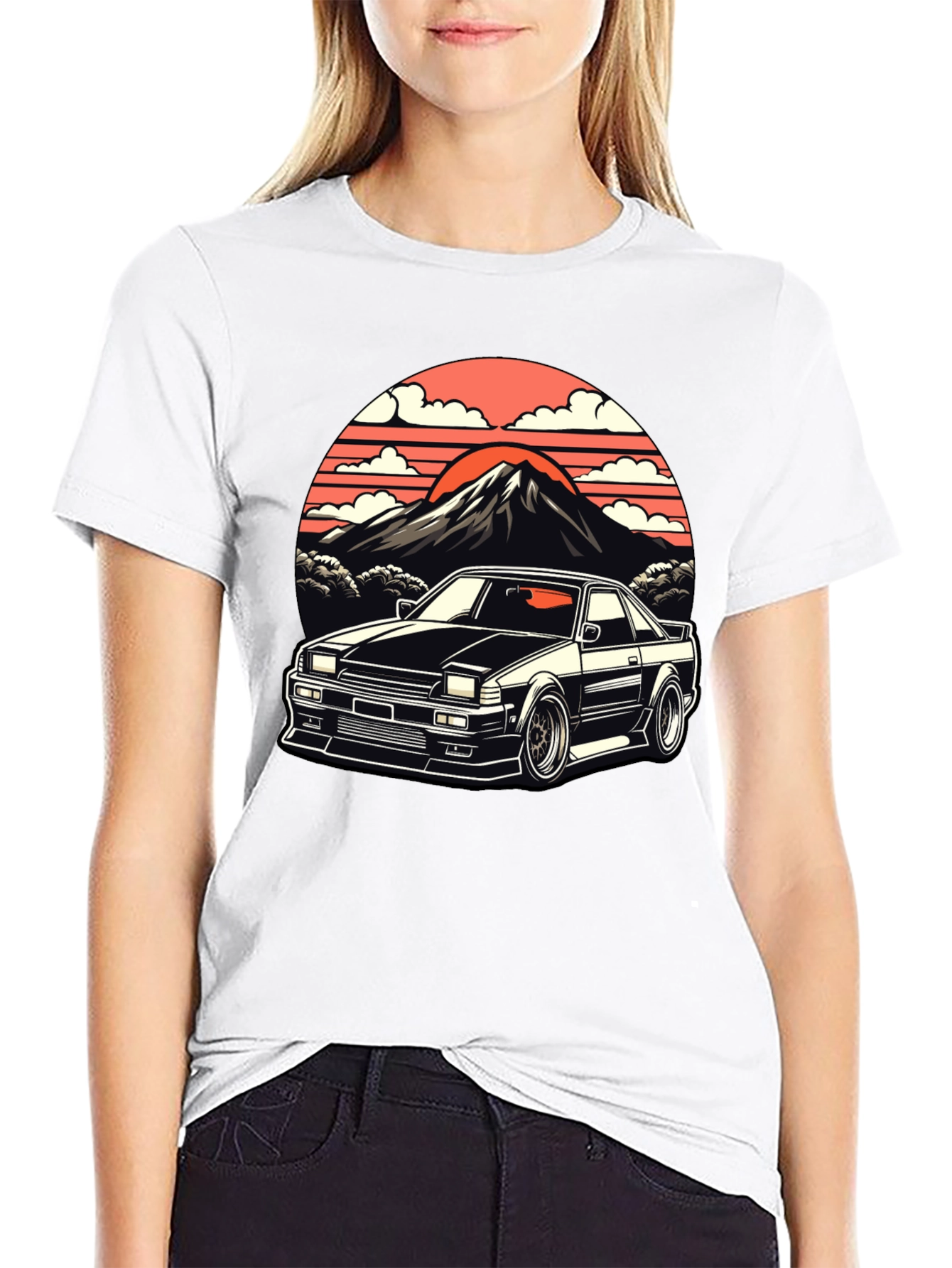 Retro Japanese Car Black T-Shirt
